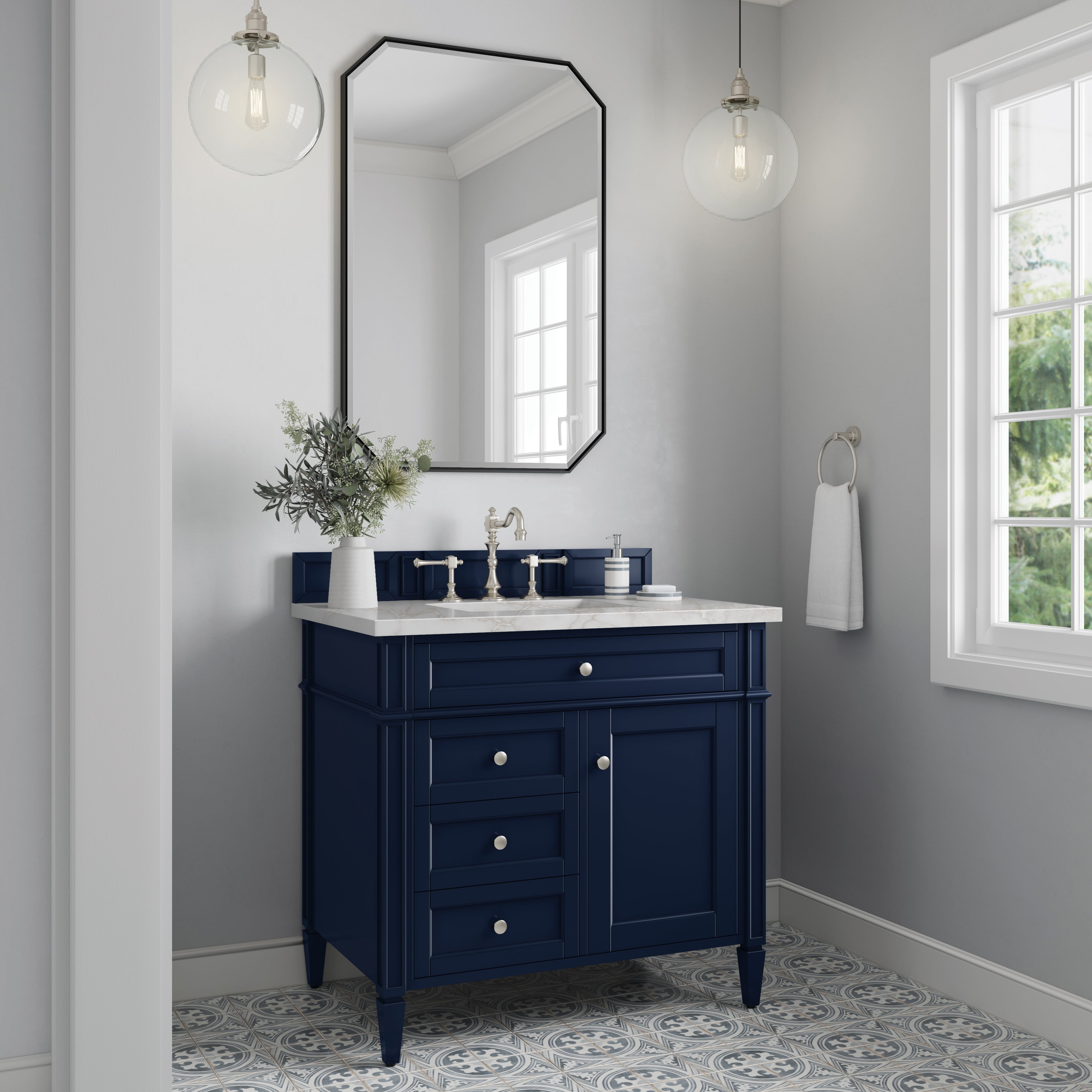 James Martin Brittany 36" Single Vanity in Victory Bleu with 3cm Countertop