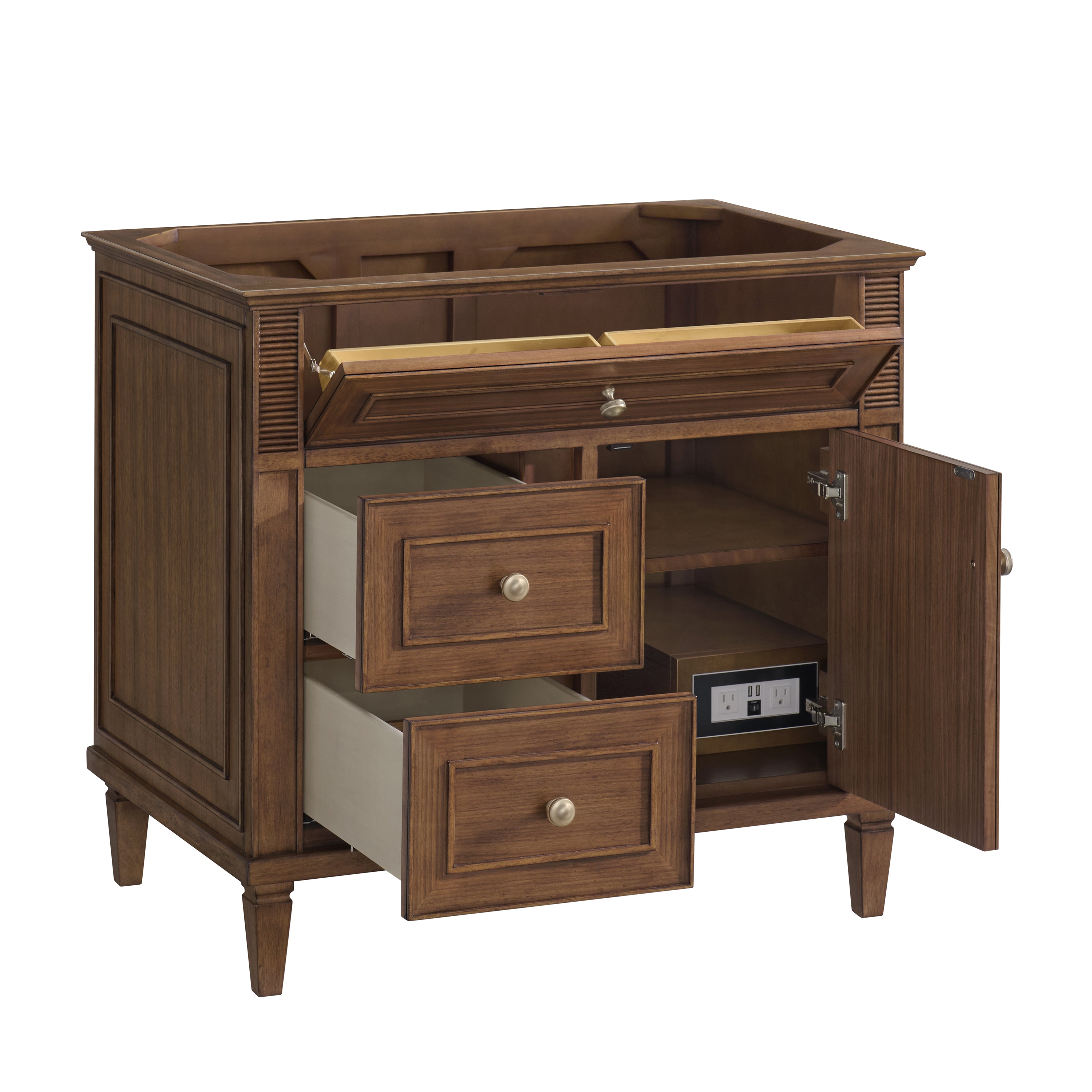 James Martin Lorelai 36" Single Vanity in Mid-Century Walnut with 3cm Countertop