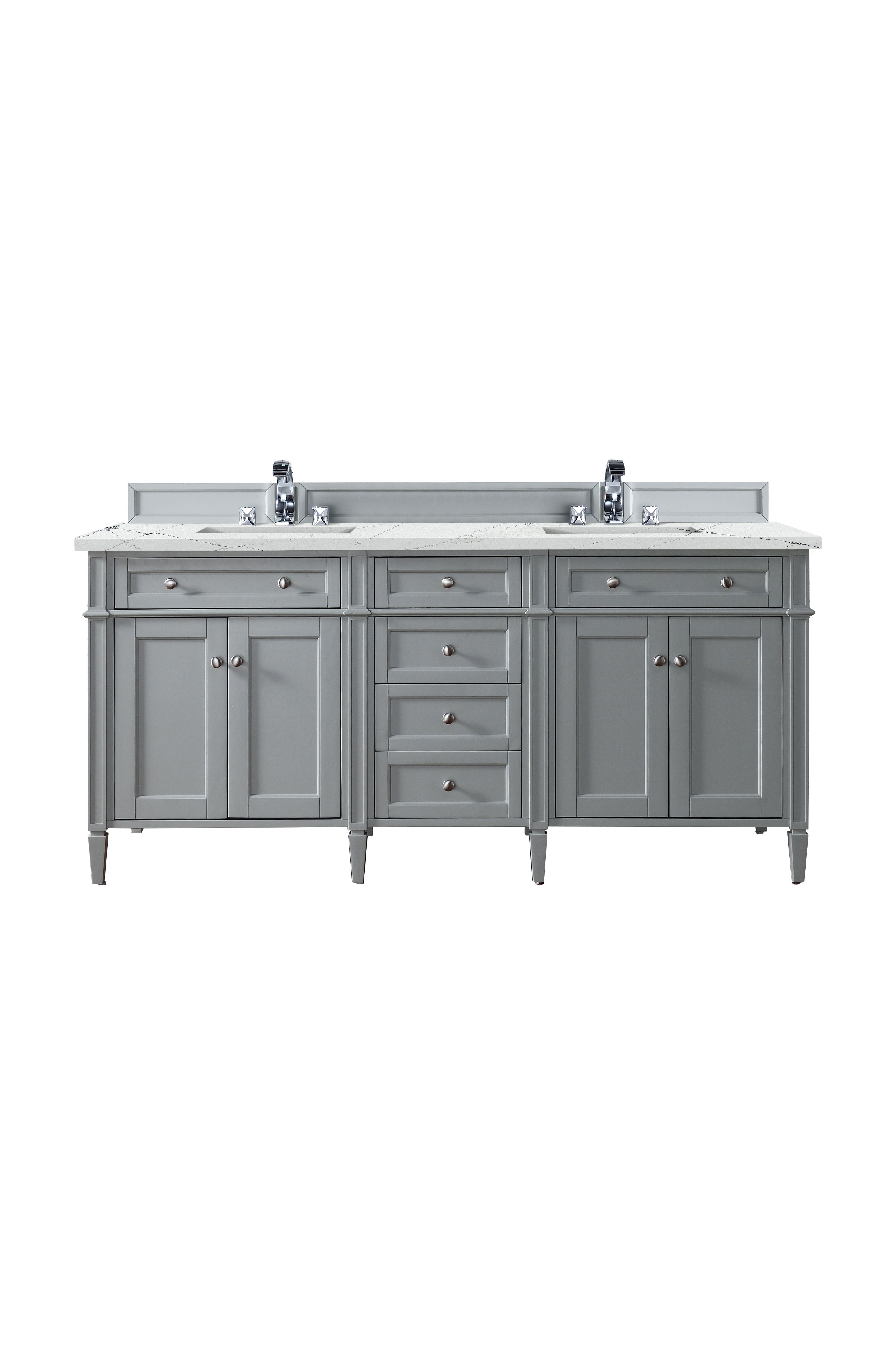 James Martin Brittany 72" Double Vanity in Urban Gray with 3cm Countertop and FreePower Wireless Charger