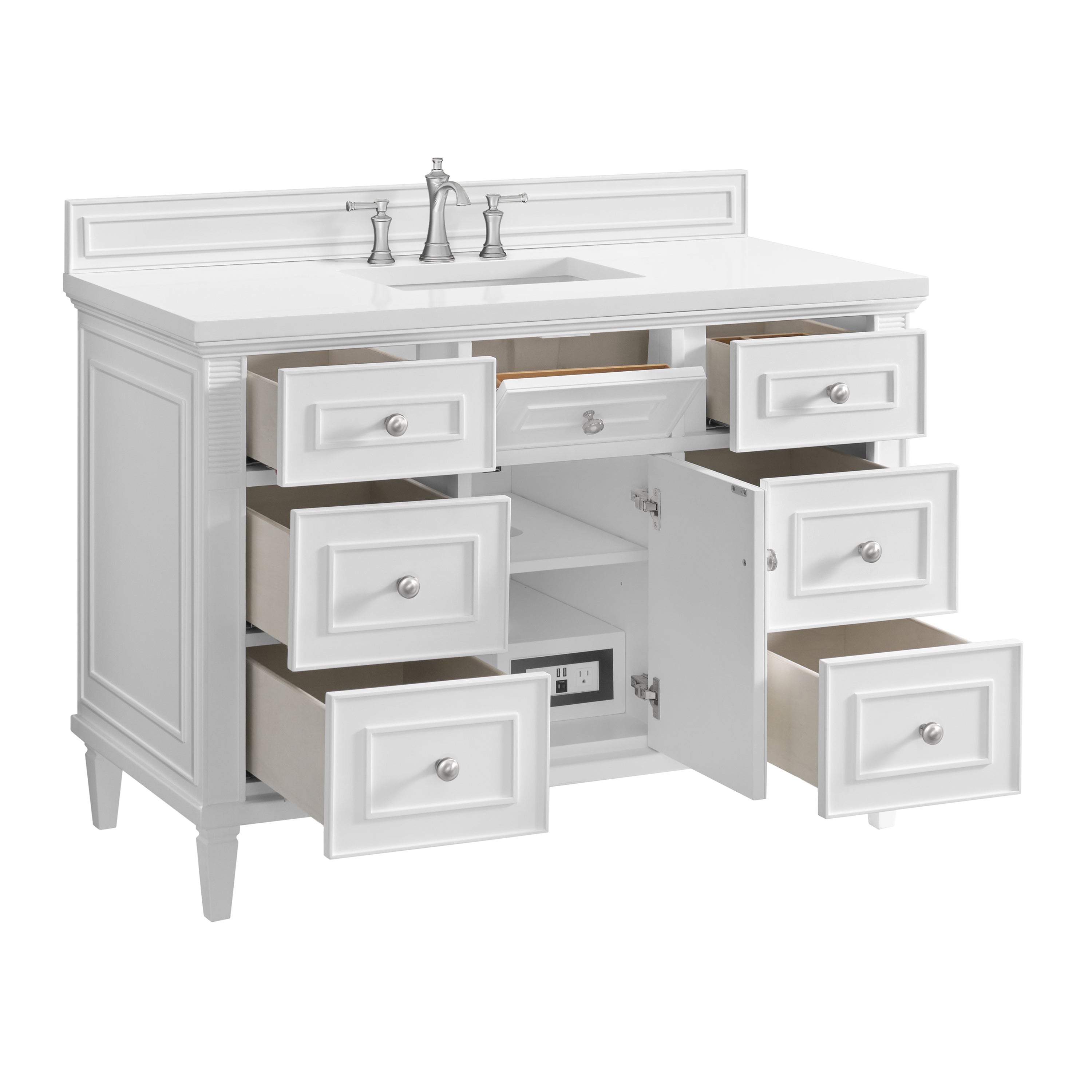 James Martin Lorelai 48" Single Vanity in Bright White with 3cm Countertop
