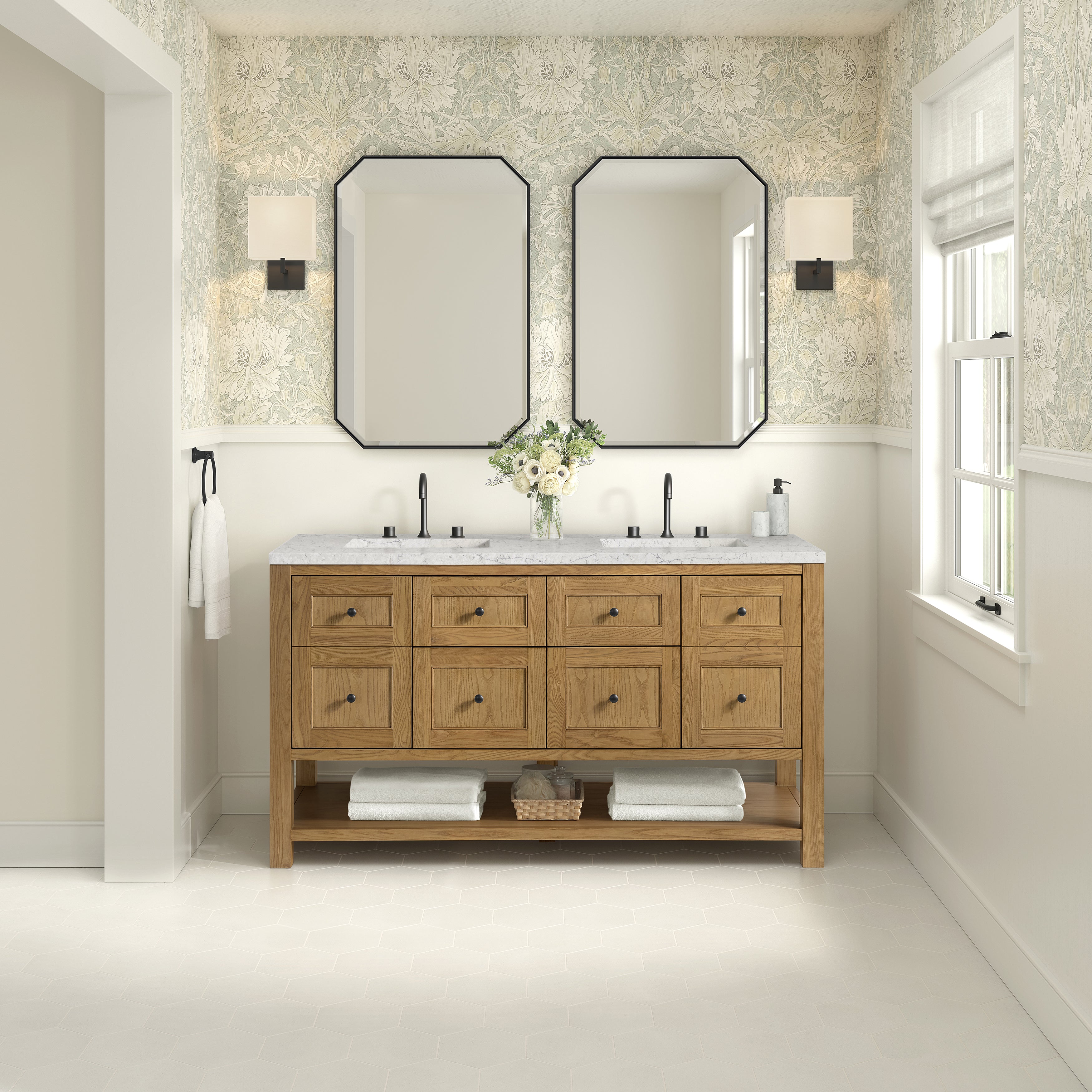 James Martin Breckenridge 60" Double Vanity in Light Natural Oak with 3cm Countertop