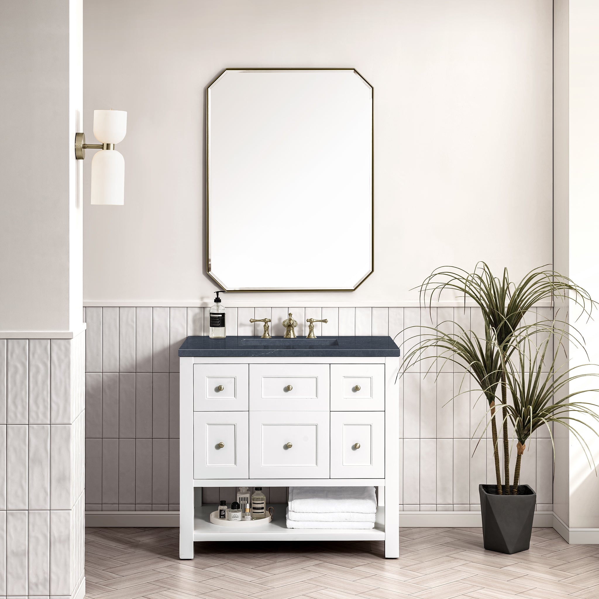 James Martin Breckenridge 36" Single Vanity in Bright White with 3cm Countertop