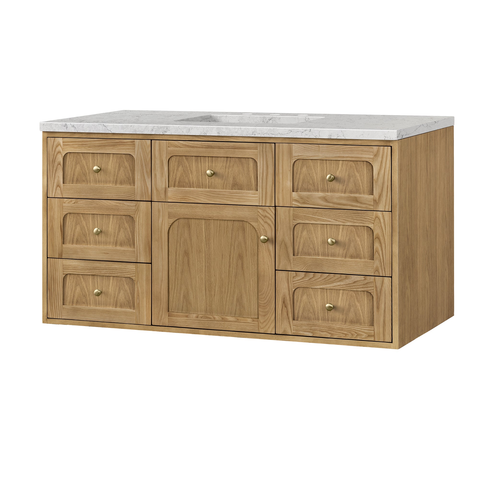 James Martin Laurent 48" Single Vanity in Light Natural Oak with 3cm Countertop and FreePower Wireless Charger
