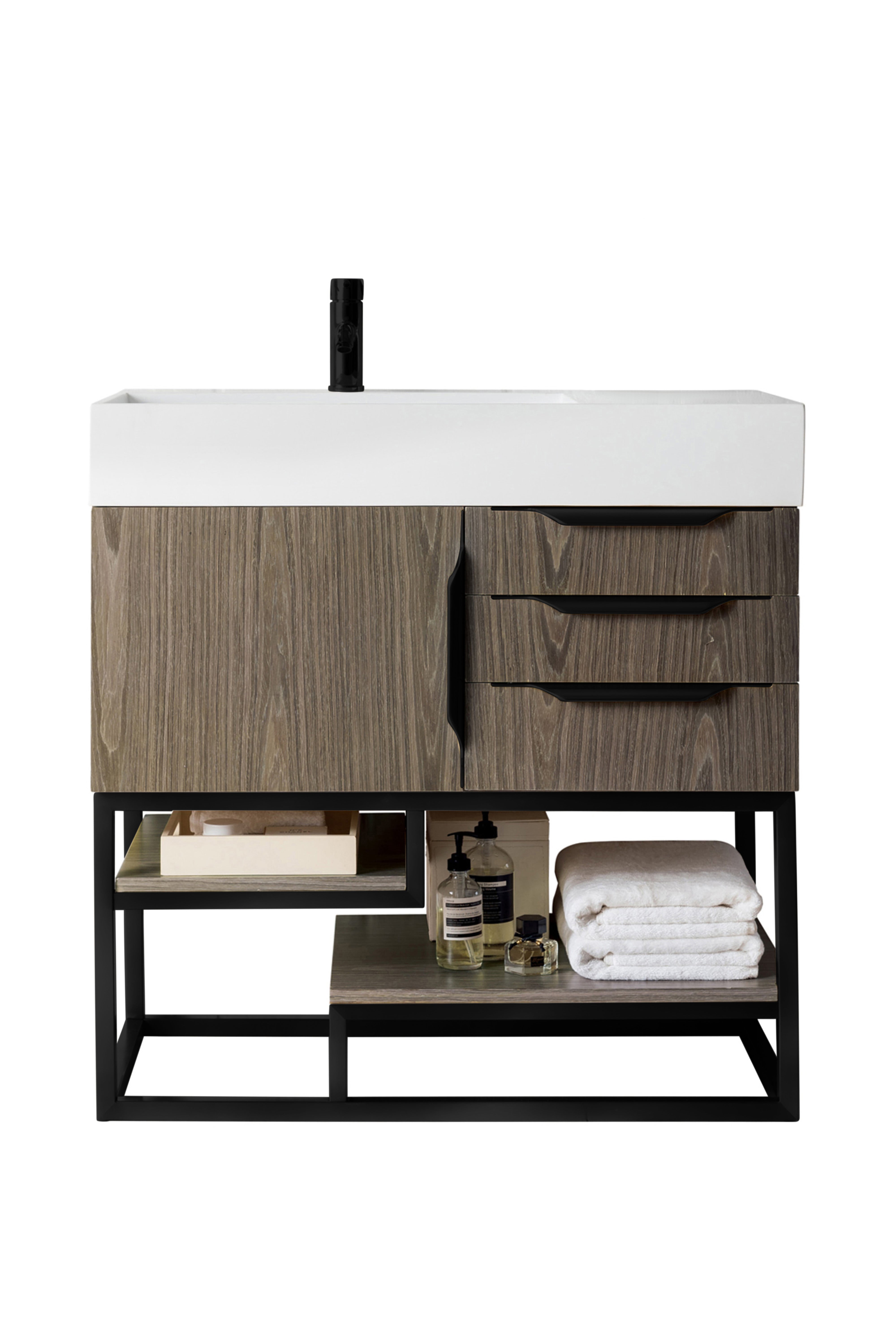 James Martin Columbia 36" Freestanding Single Vanity with Mineral Composite Stone Countertop