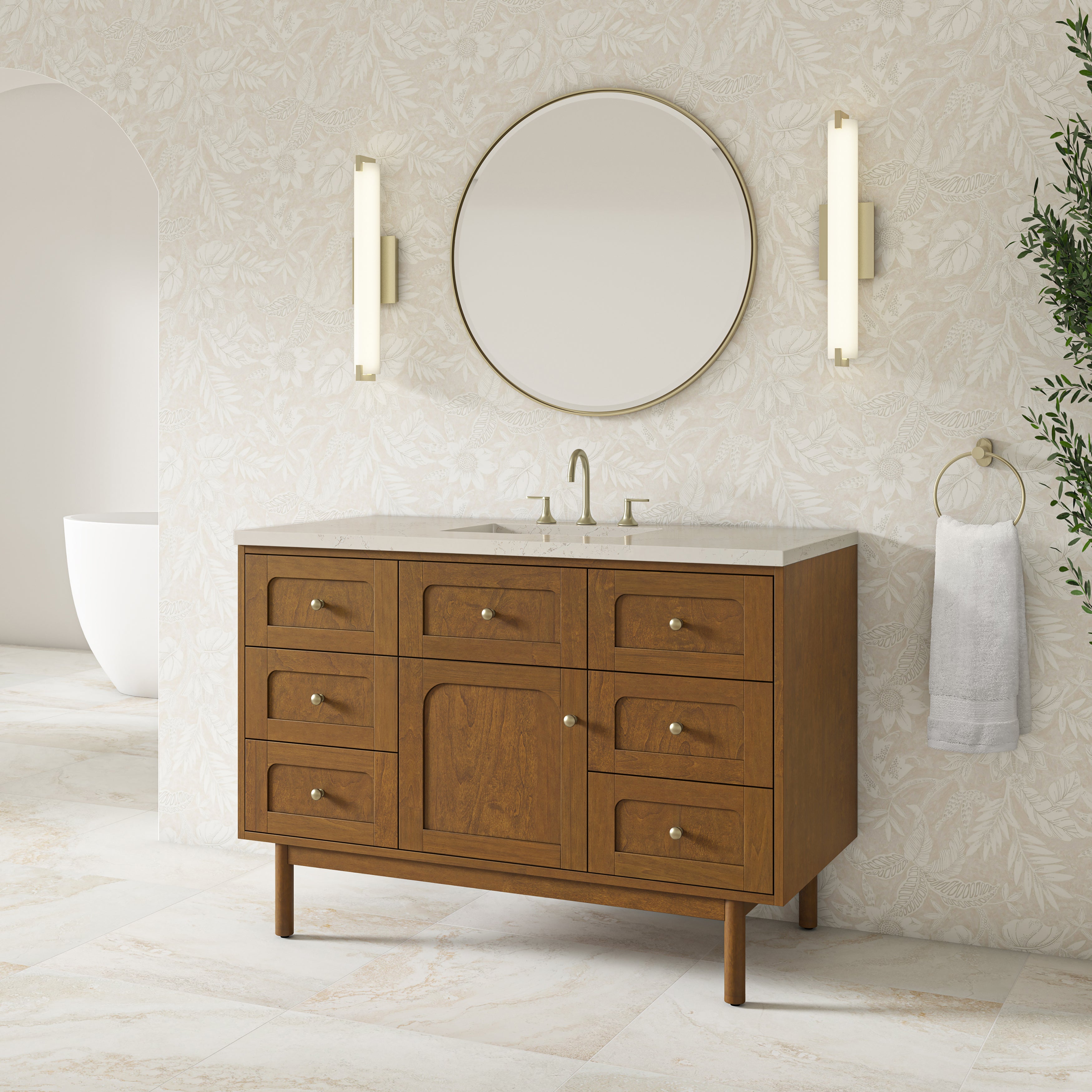 James Martin Laurent 48" Single Vanity in Honey Oak with 3cm Countertop