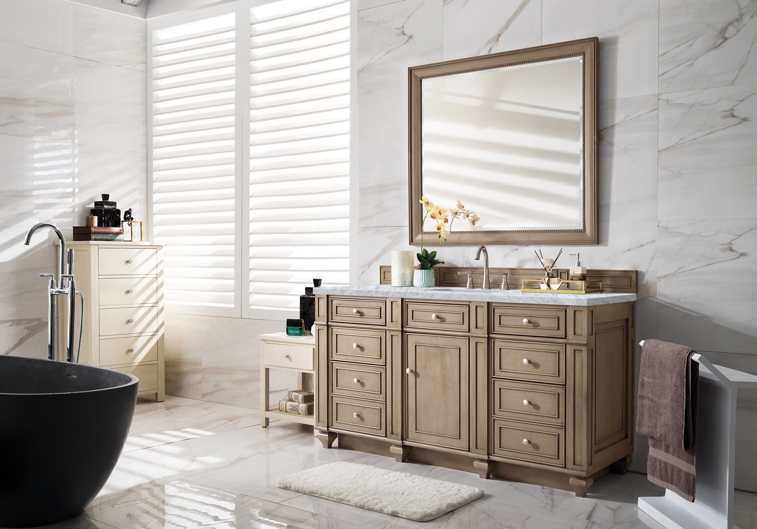 James Martin Bristol 60" Single Vanity in Whitewashed Walnut with 3cm Countertop