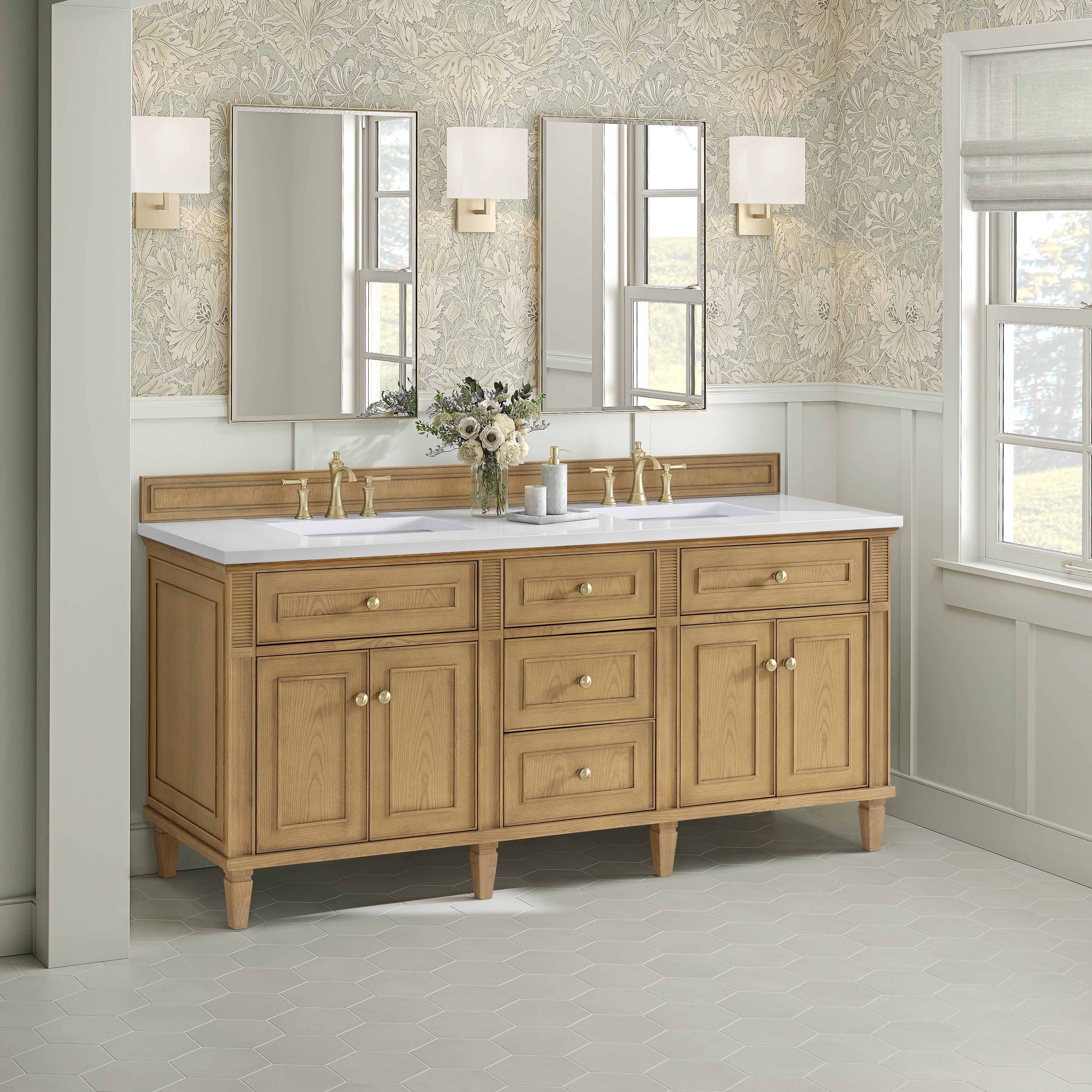 James Martin Lorelai 72" Double Vanity in Light Natural Oak with 3cm Countertop