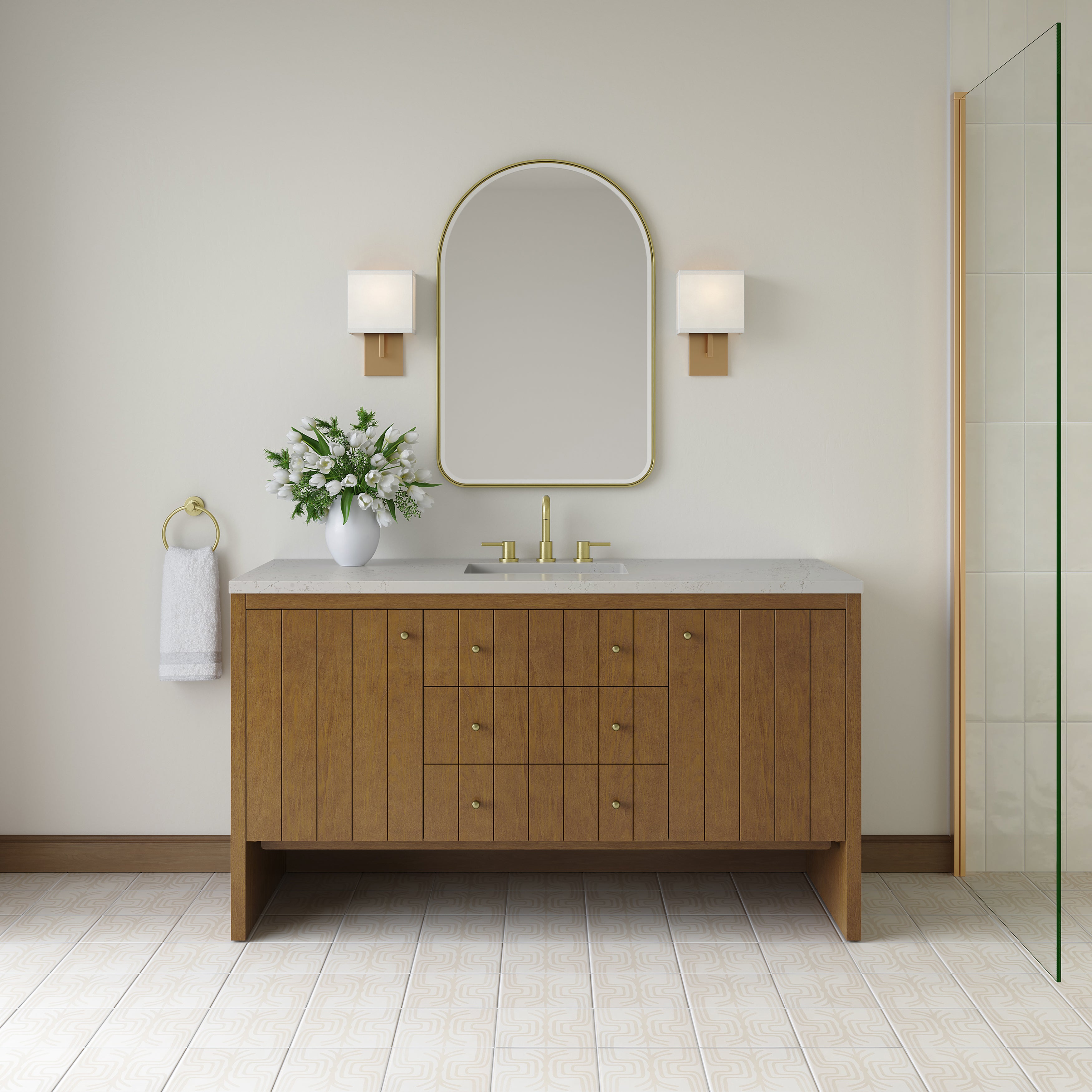 James Martin Hudson 60" Single Vanity in Honey Oak with 3cm Countertop and FreePower Wireless Charger