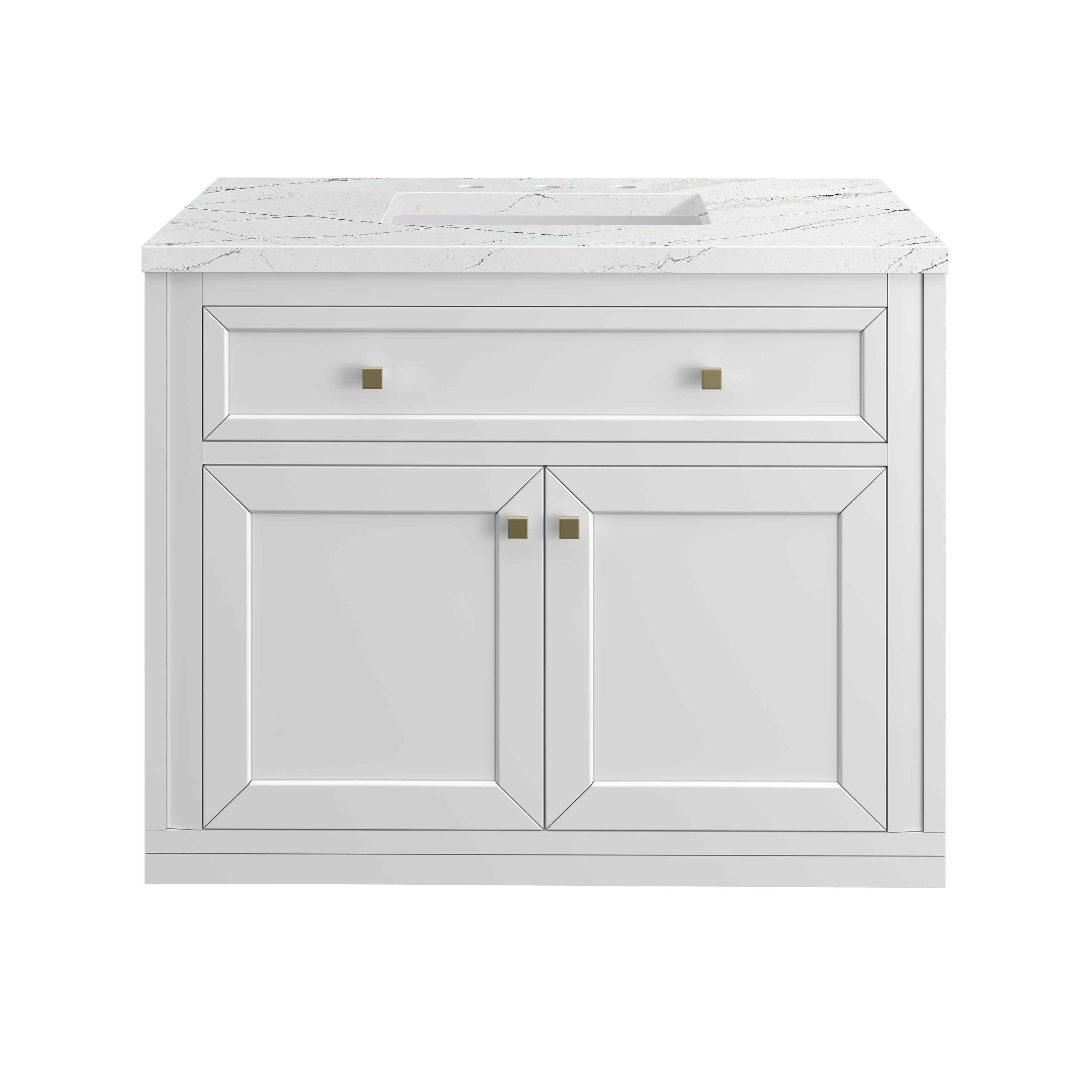 James Martin Chicago 36" Single Vanity in Glossy White with 3cm Countertop