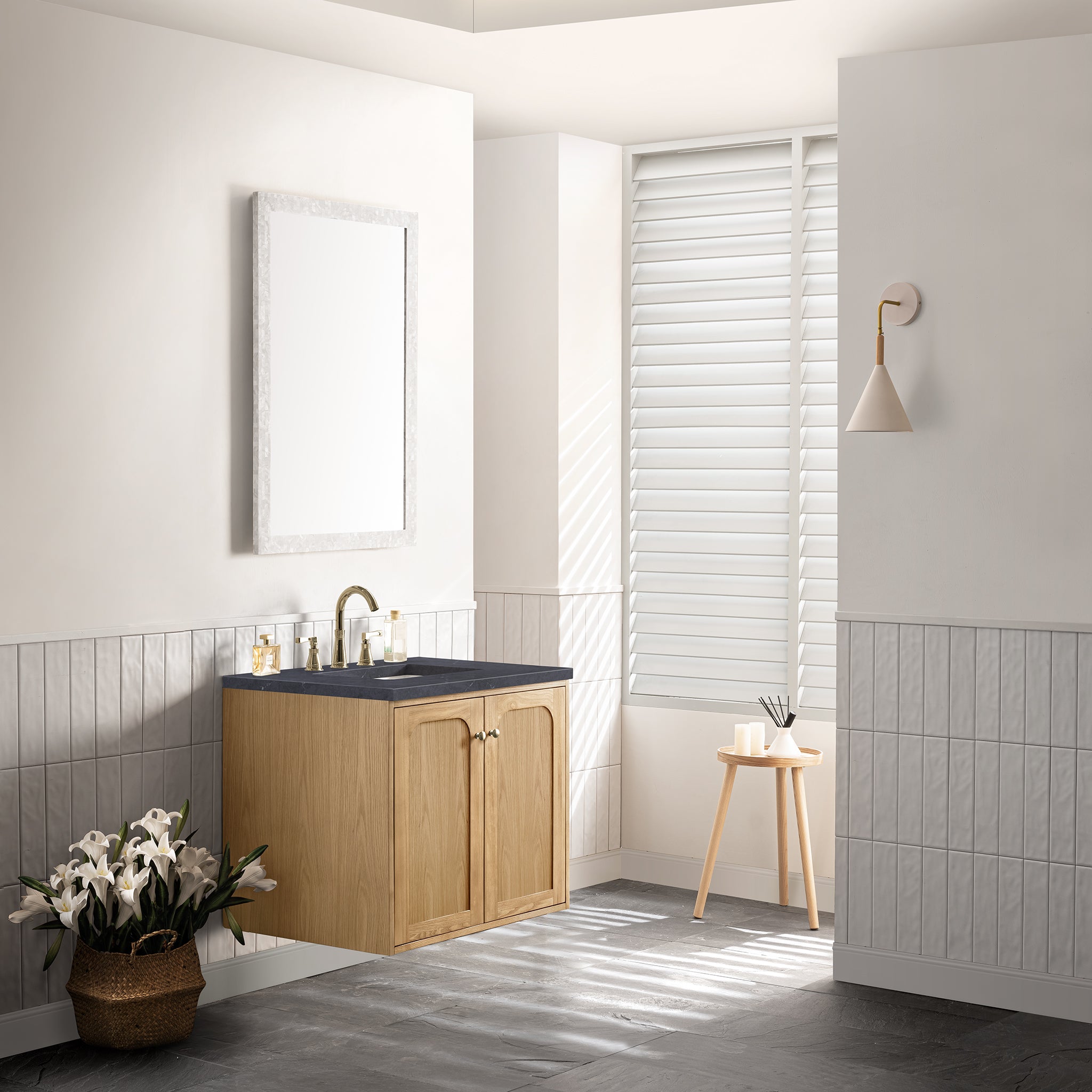 James Martin Laurent 30" Single Vanity in Light Natural Oak with 3cm Countertop