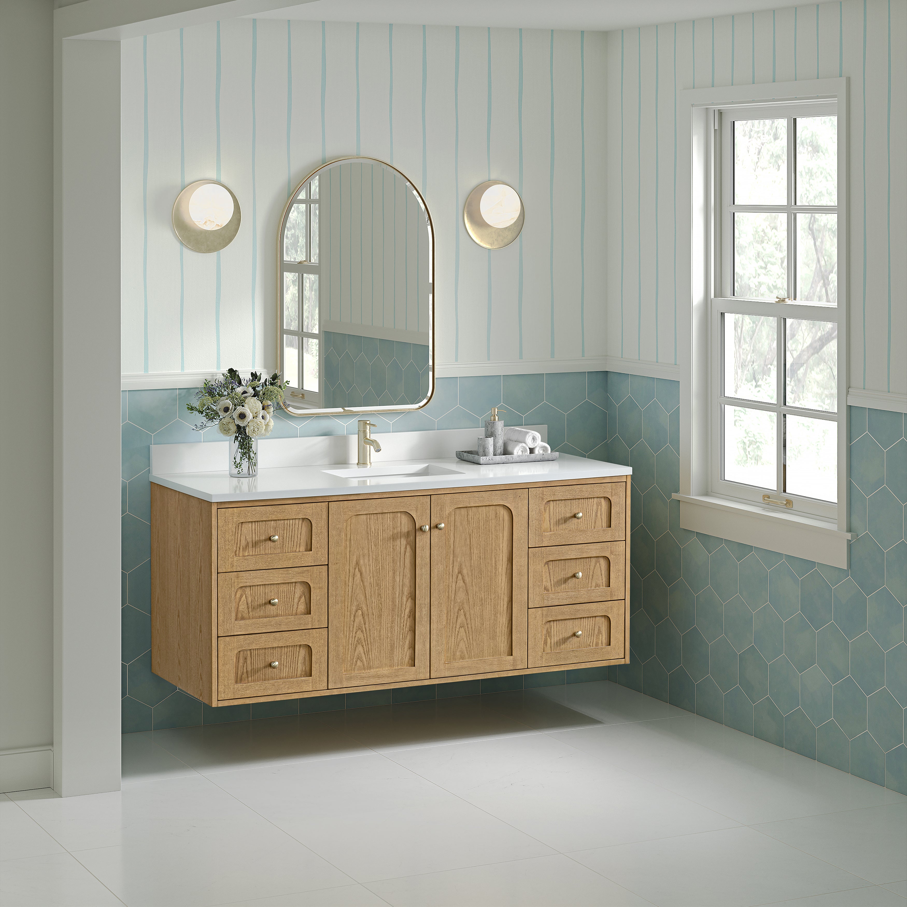 James Martin Laurent 60" Single Vanity in Light Natural Oak with 3cm Countertop