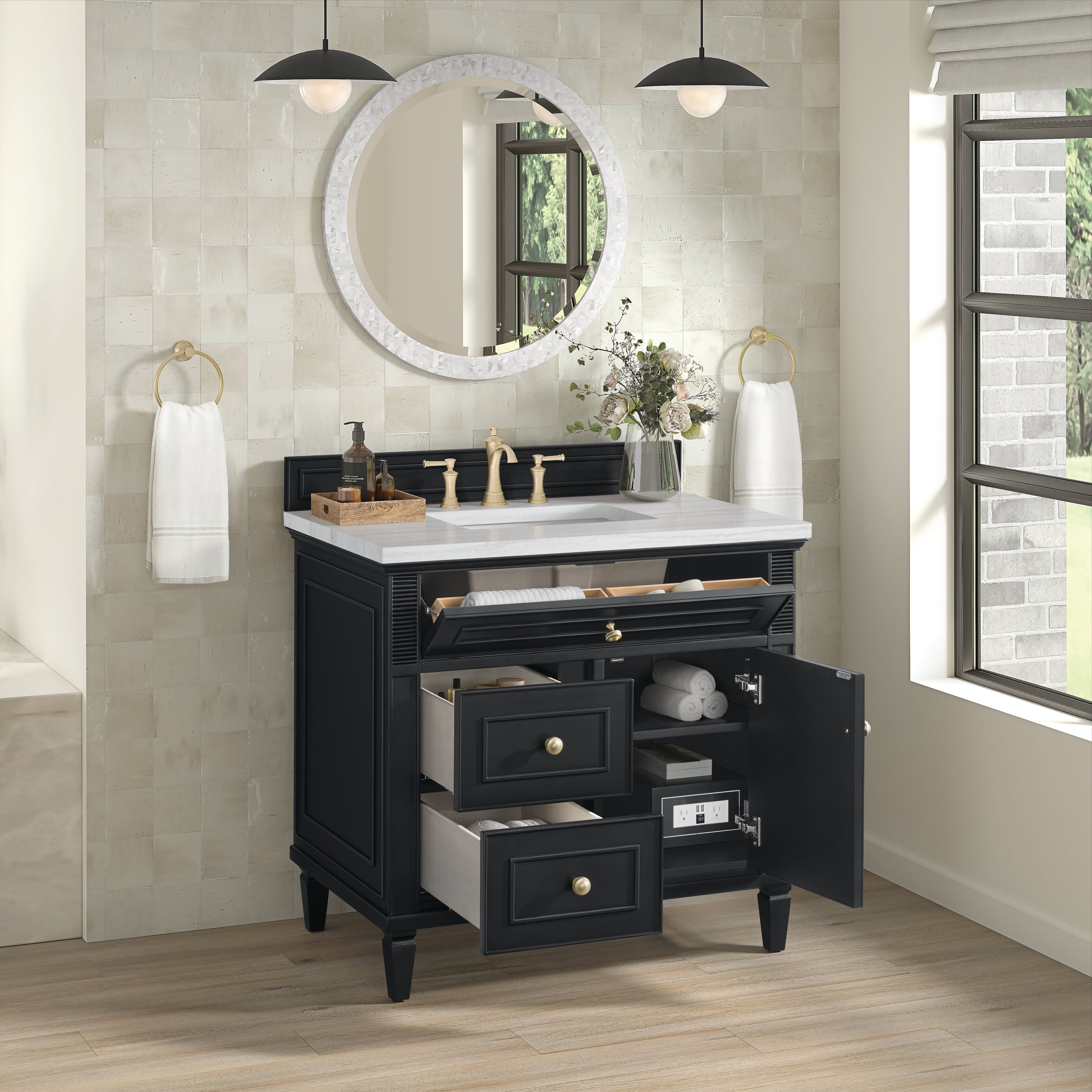 James Martin Lorelai 36" Single Vanity in Black Onyx with 3cm Countertop