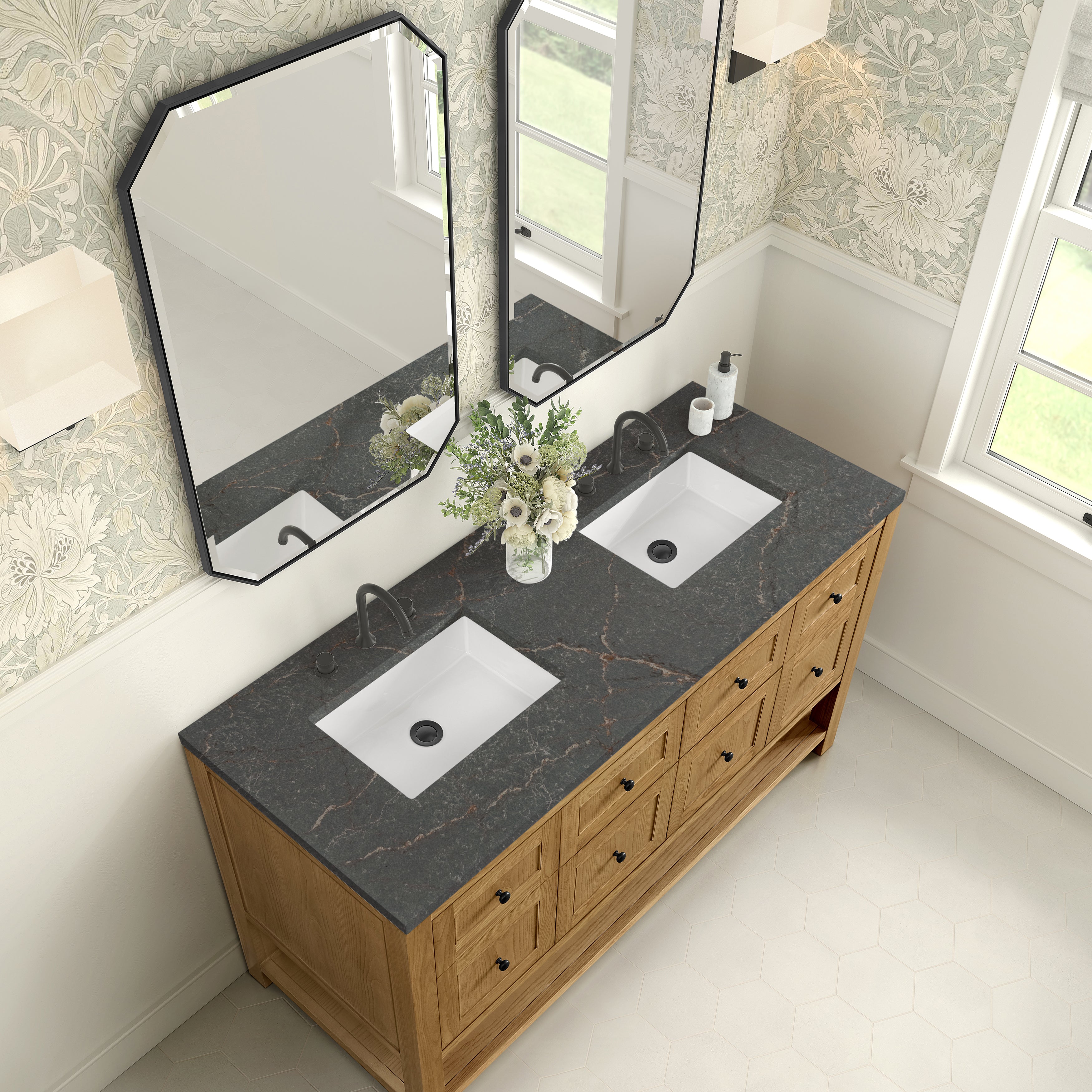 James Martin Breckenridge 60" Double Vanity in Light Natural Oak with 3cm Countertop