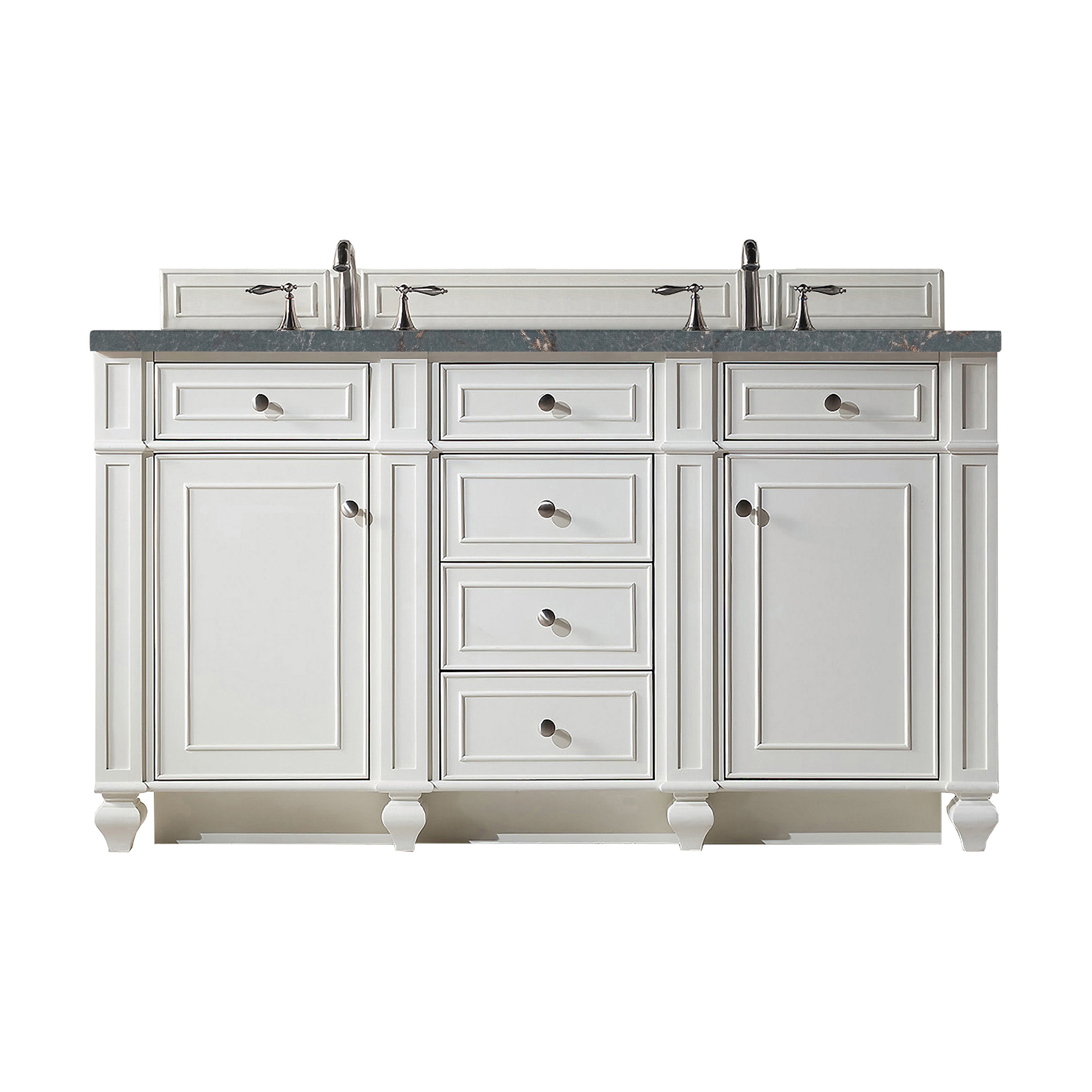 James Martin Bristol 60" Double Vanity in Bright White with 3cm Countertop and FreePower Wireless Charger