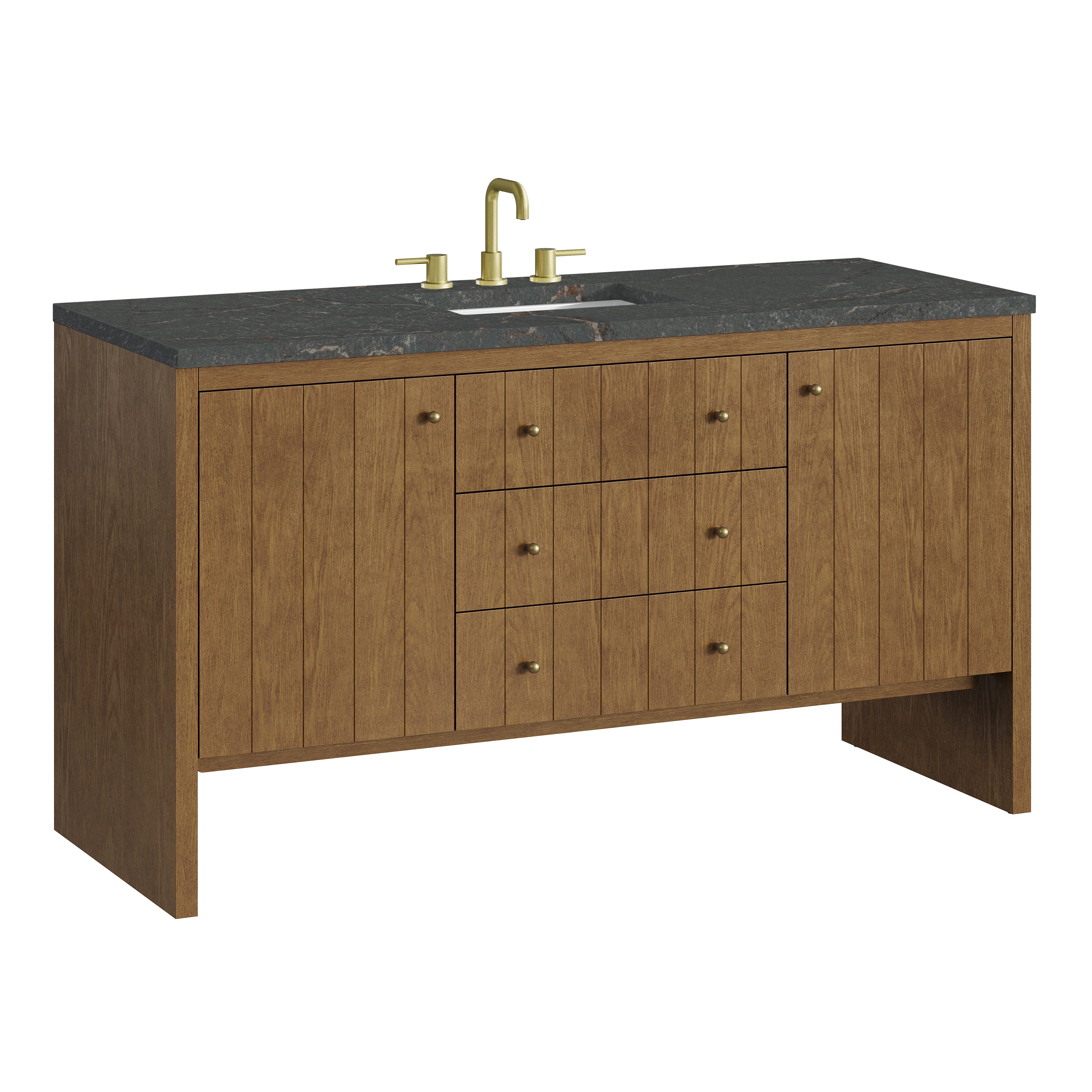 James Martin Hudson 60" Single Vanity in Honey Oak with 3cm Countertop and FreePower Wireless Charger