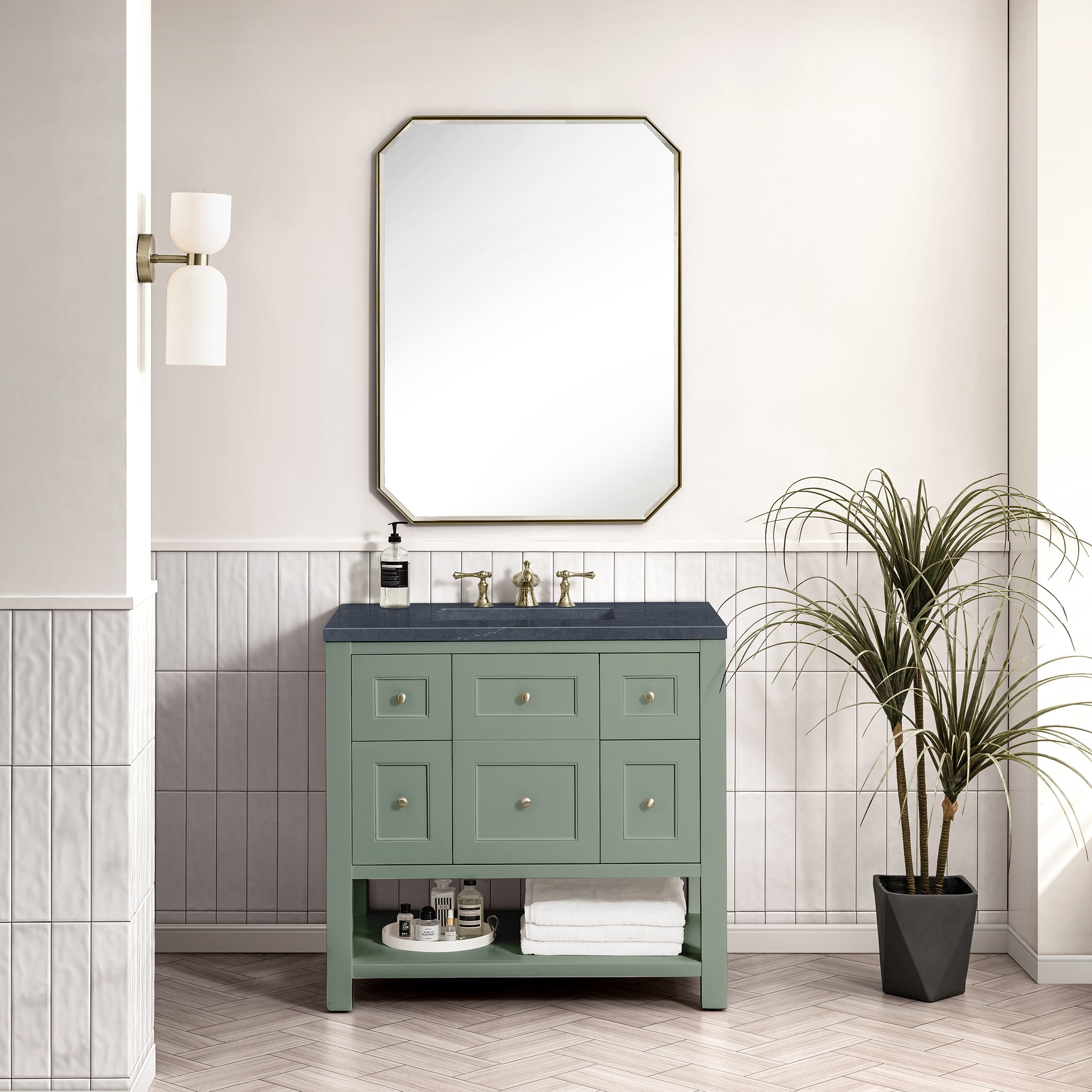 James Martin Breckenridge 36" Single Vanity in Smokey Celadon with 3cm Countertop