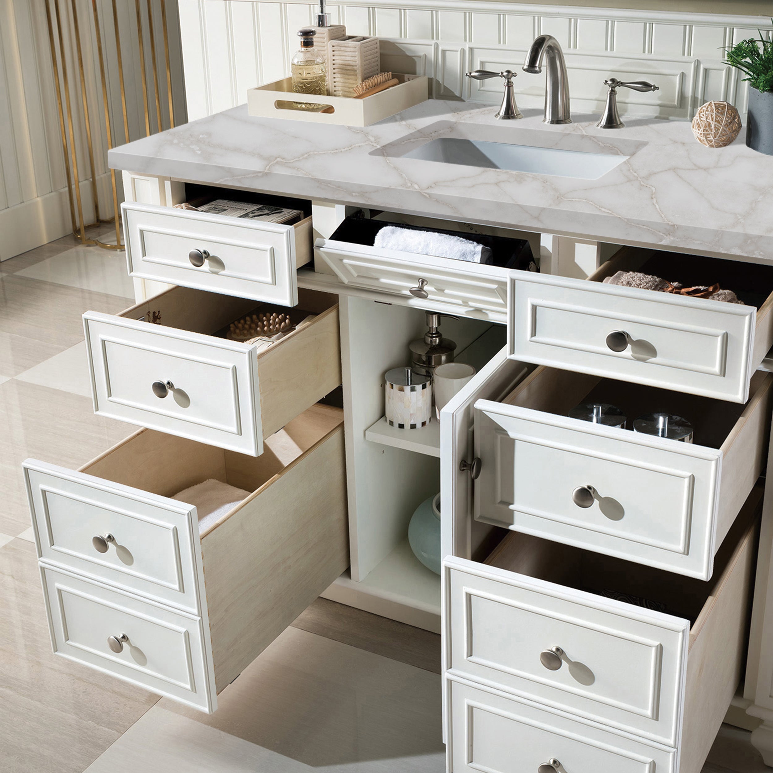 James Martin Bristol 48" Single Vanity in Bright White with 3cm Countertop