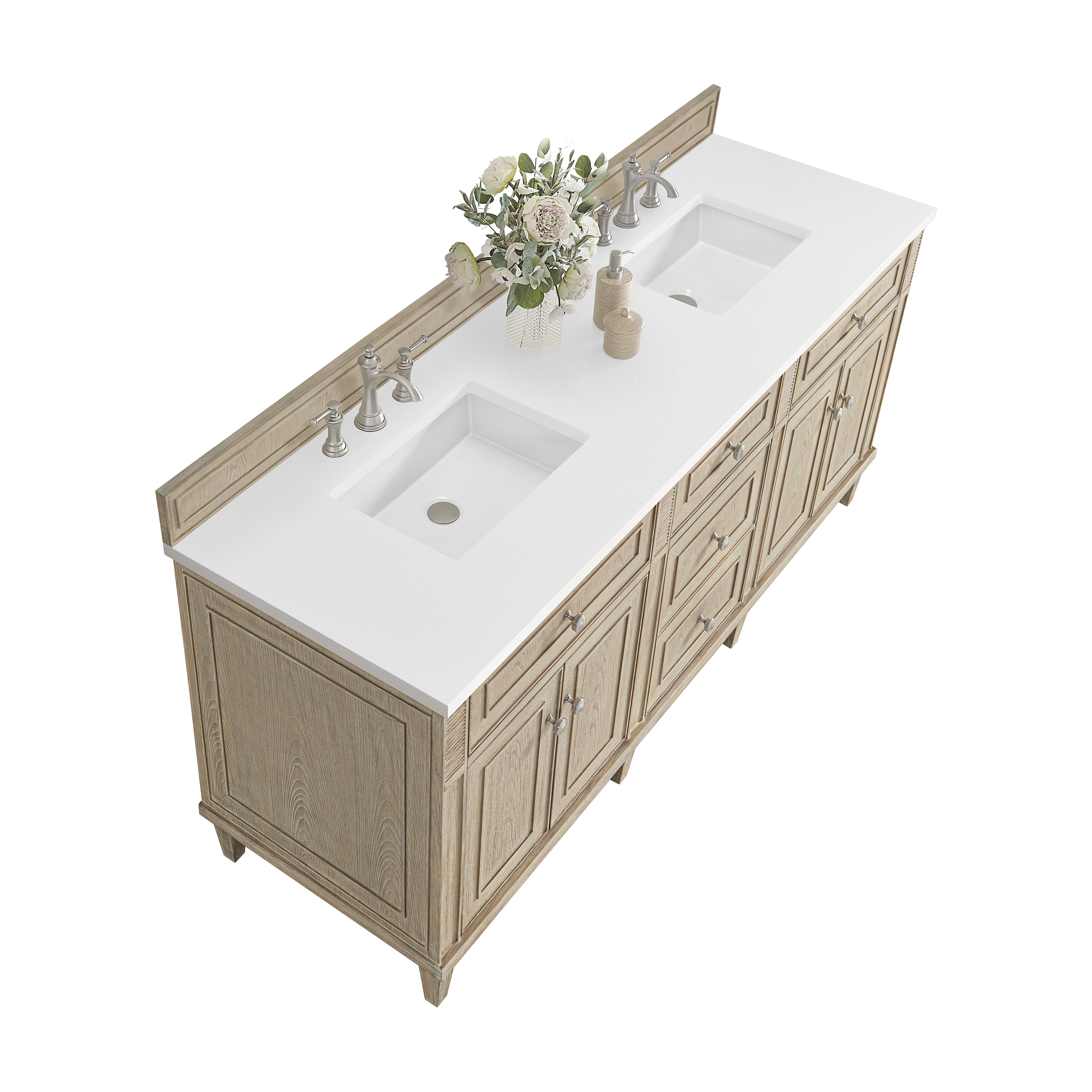 James Martin Lorelai 72" Double Vanity in Whitewashed Oak with 3cm Countertop
