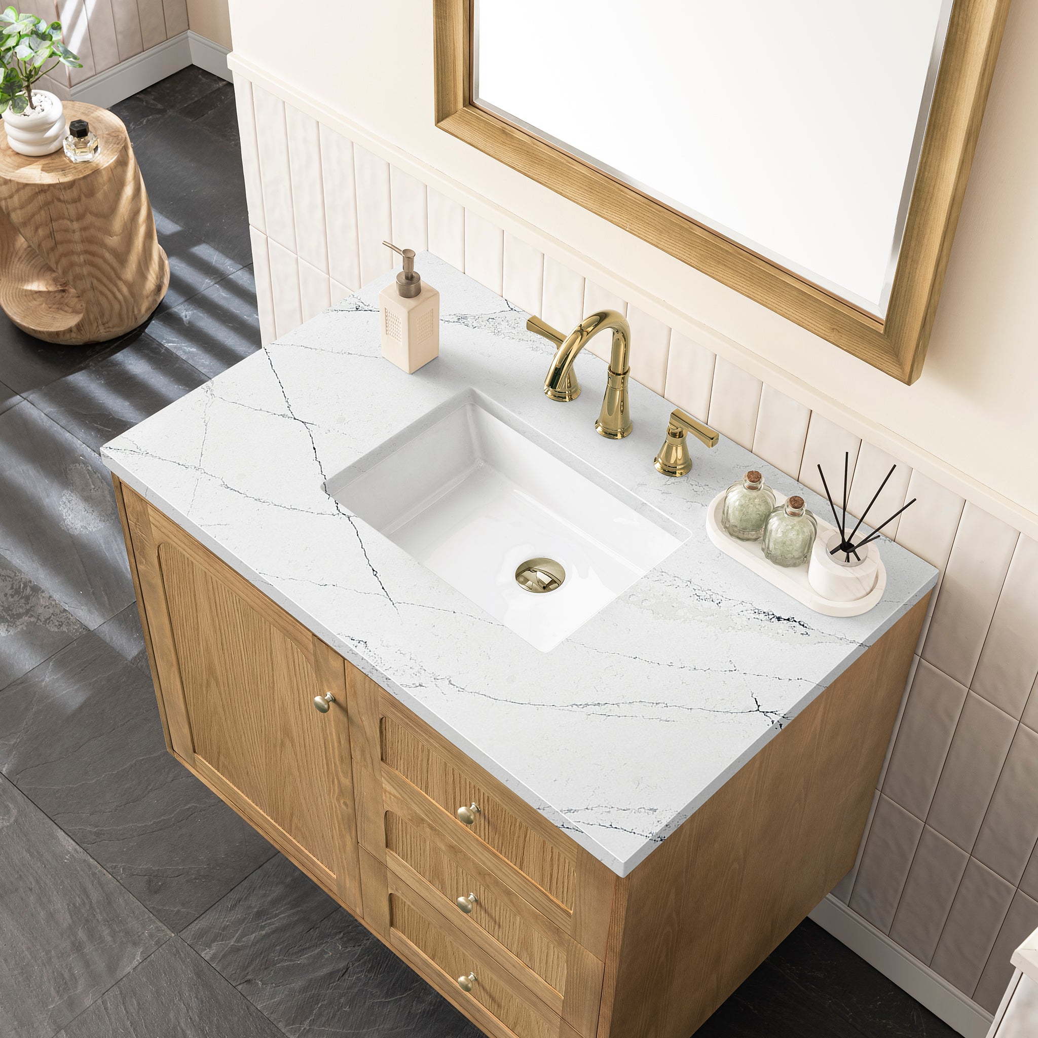 James Martin Laurent 36" Single Vanity in Light Natural Oak with 3cm Countertop