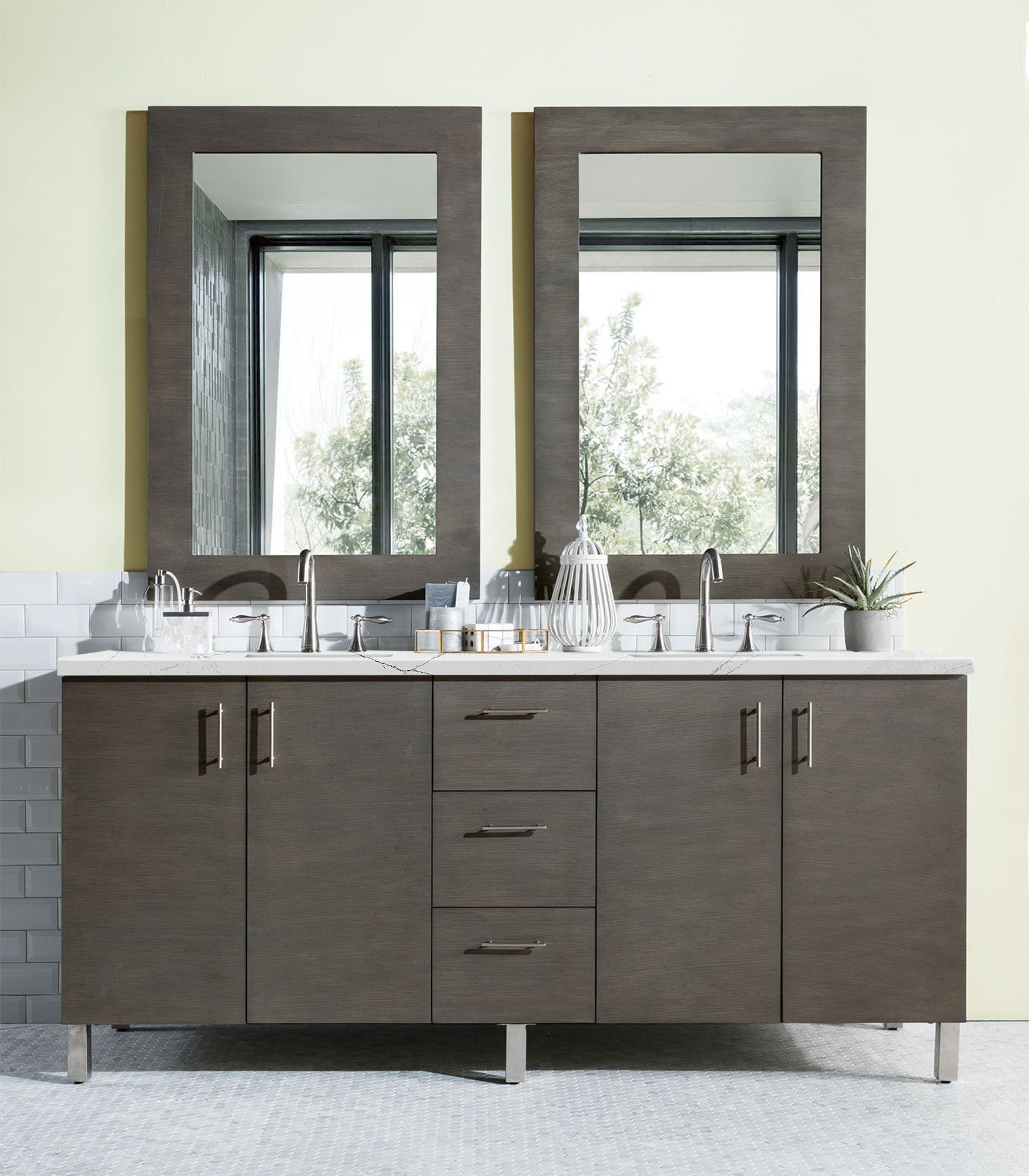James Martin Metropolitan 72" Double Vanity in Silver Oak with 3cm Countertop