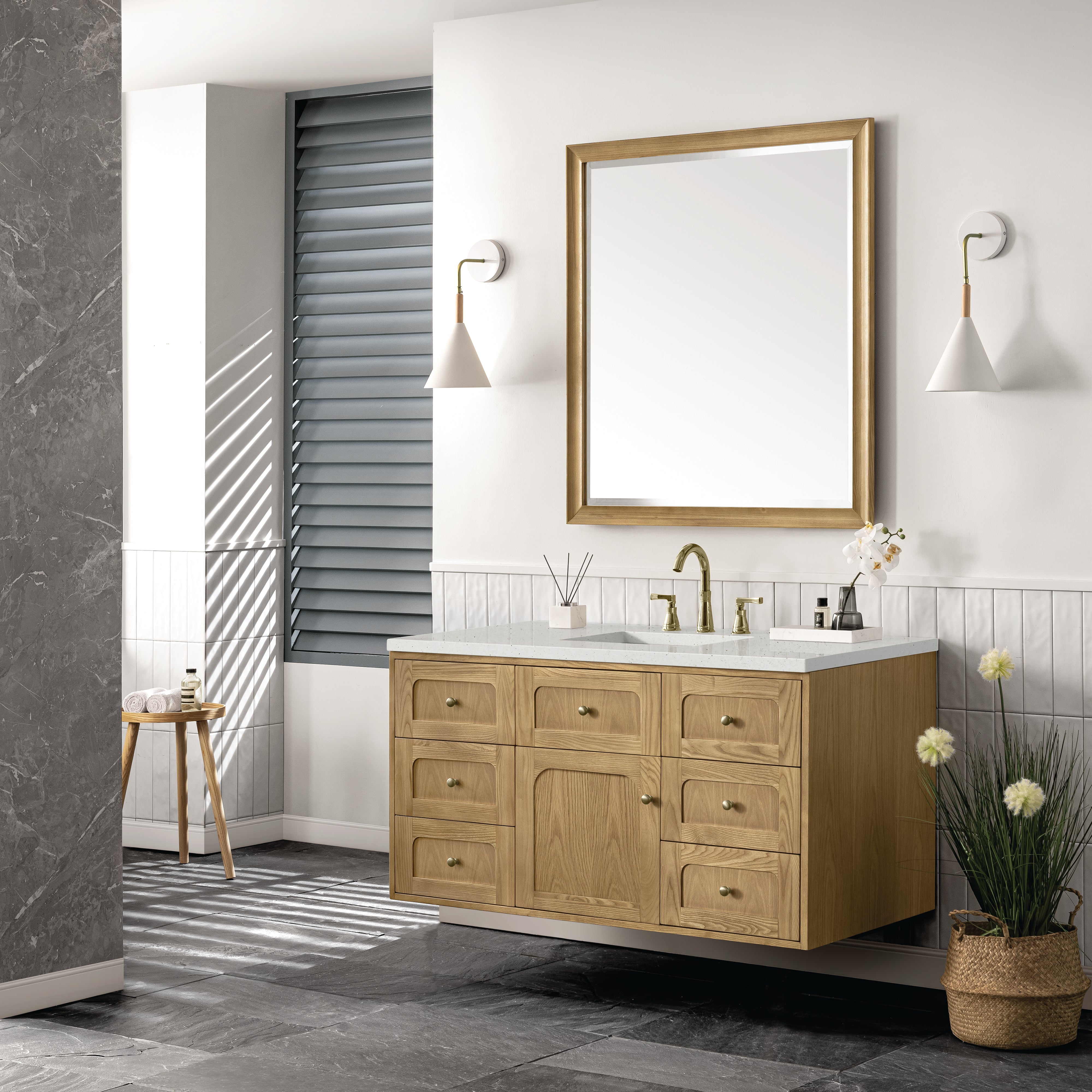 James Martin Laurent 48" Single Vanity in Light Natural Oak with 3cm Countertop