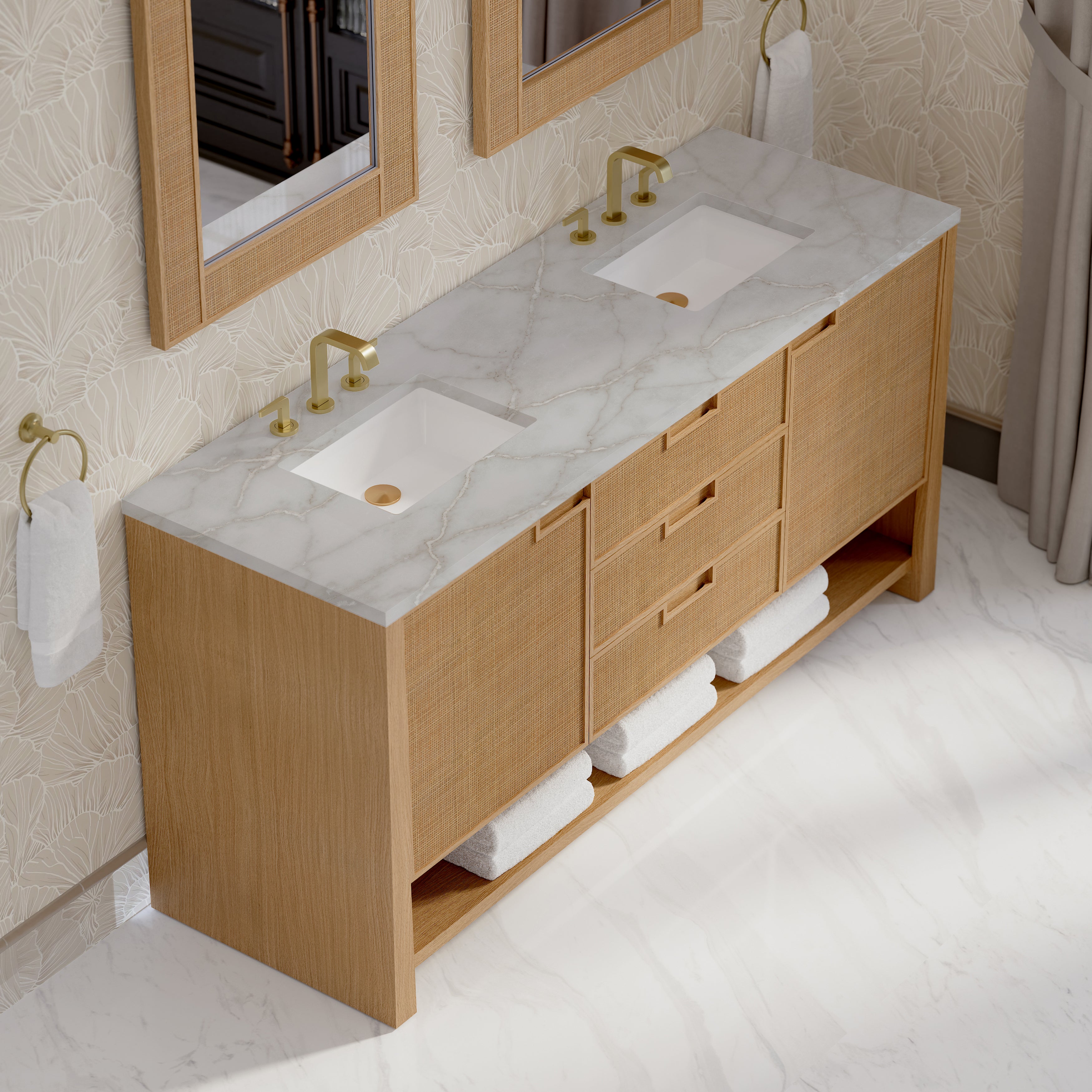 James Martin Solene 72" Double Vanity in Seaside Oak with 3cm Countertop