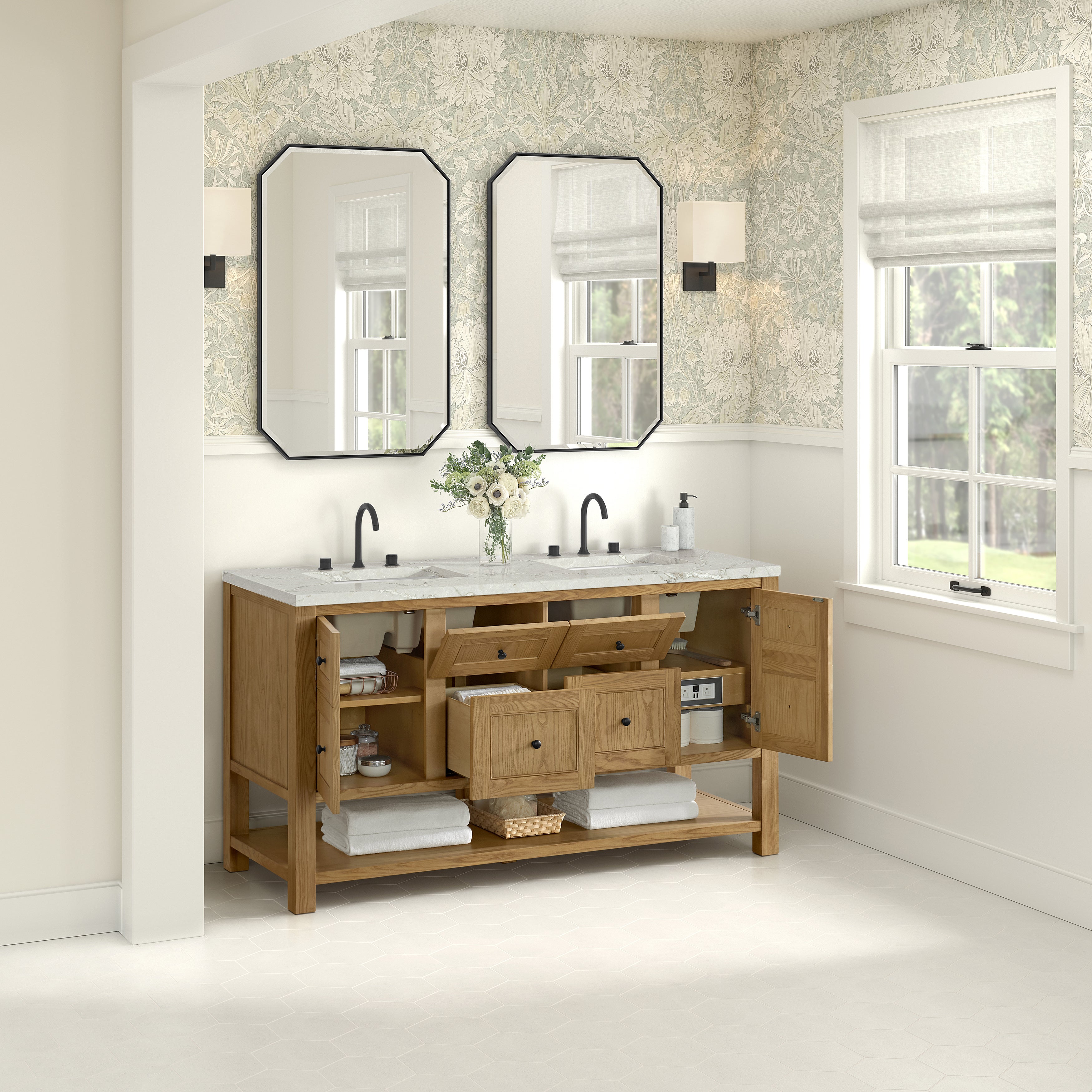 James Martin Breckenridge 60" Double Vanity in Light Natural Oak with 3cm Countertop