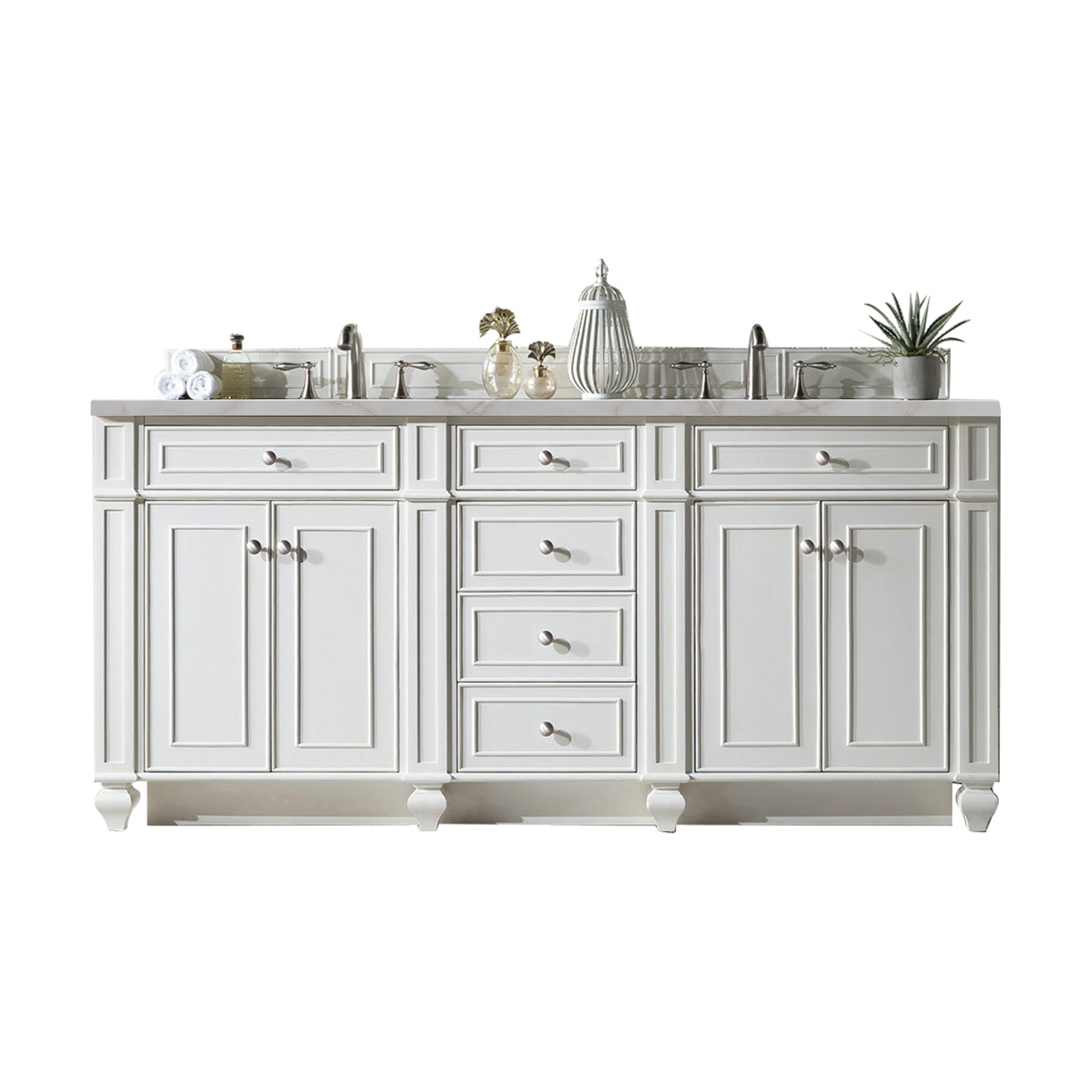 James Martin Bristol 72" Double Vanity in Bright White with 3cm Countertop