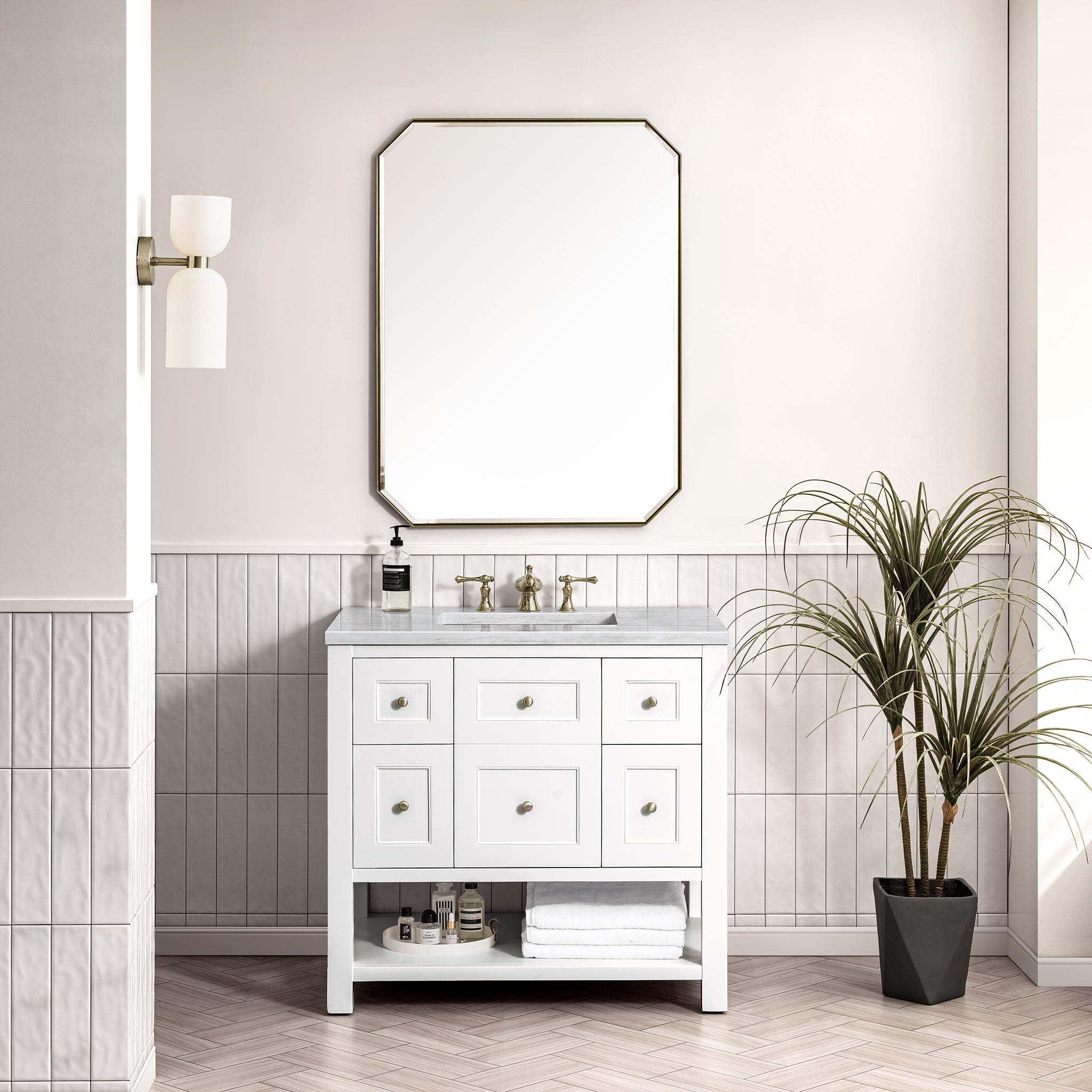 James Martin Breckenridge 36" Single Vanity in Bright White with 3cm Countertop