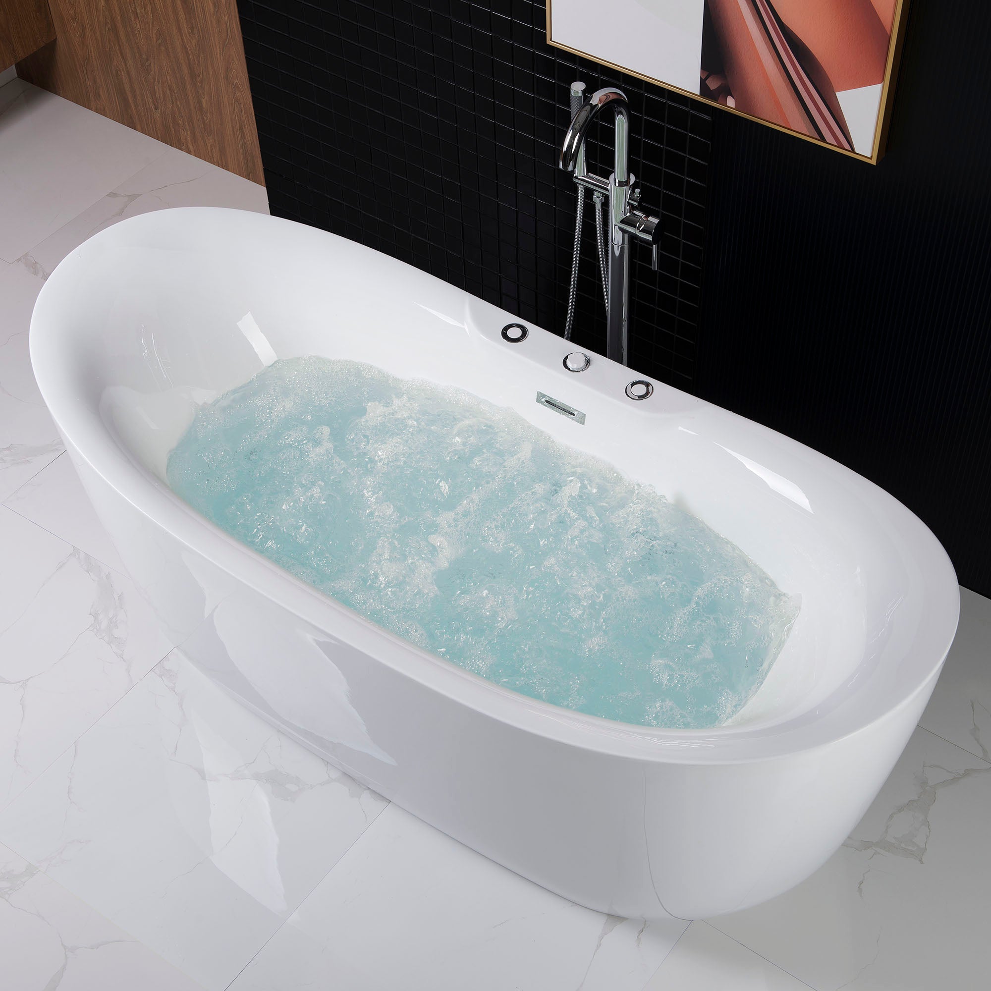 WOODBRIDGE 71" Whirlpool Water Jetted and Air Bubble Freestanding Bathtub