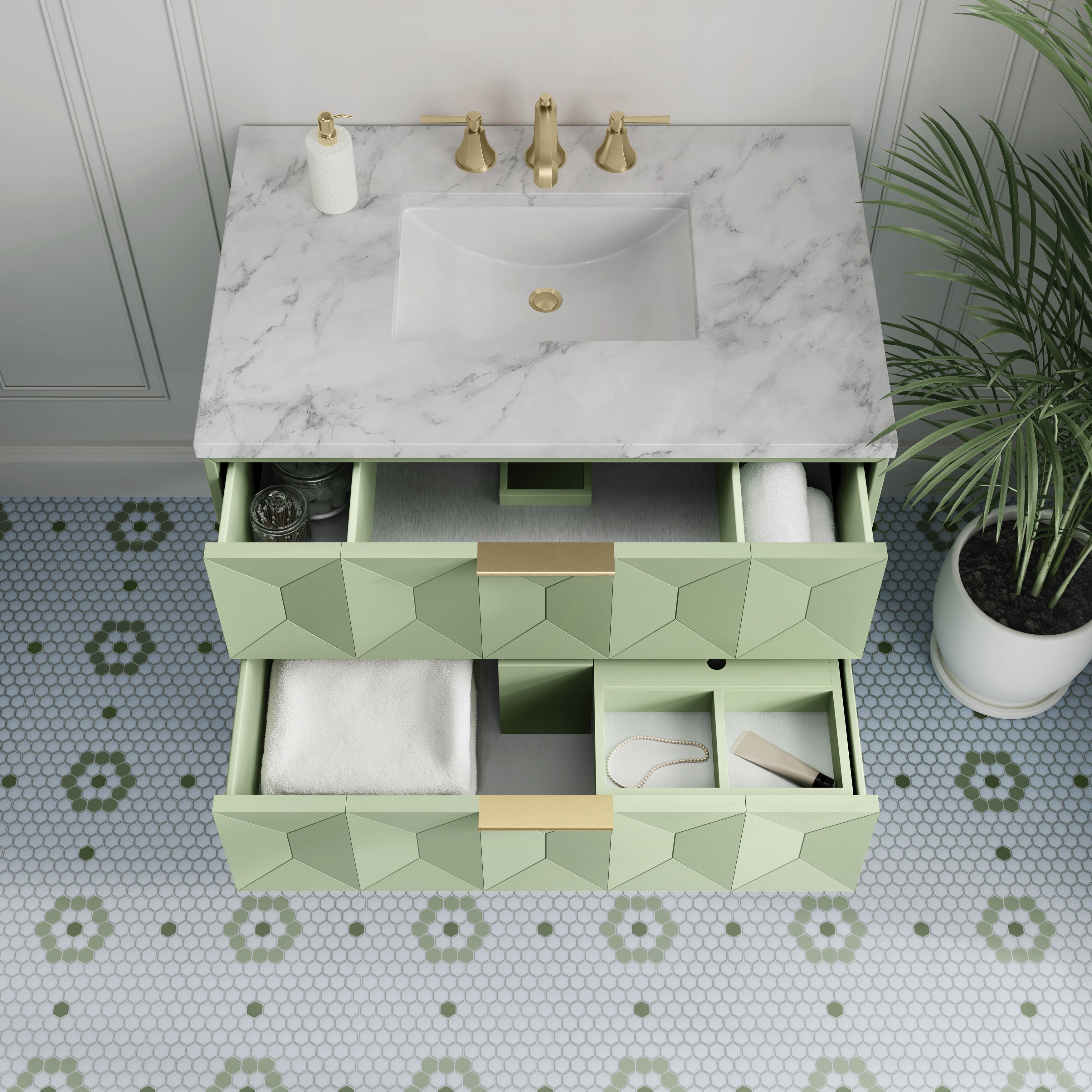James Martin Emmeline 36" Single Vanity in Pistachio with 3cm Countertop