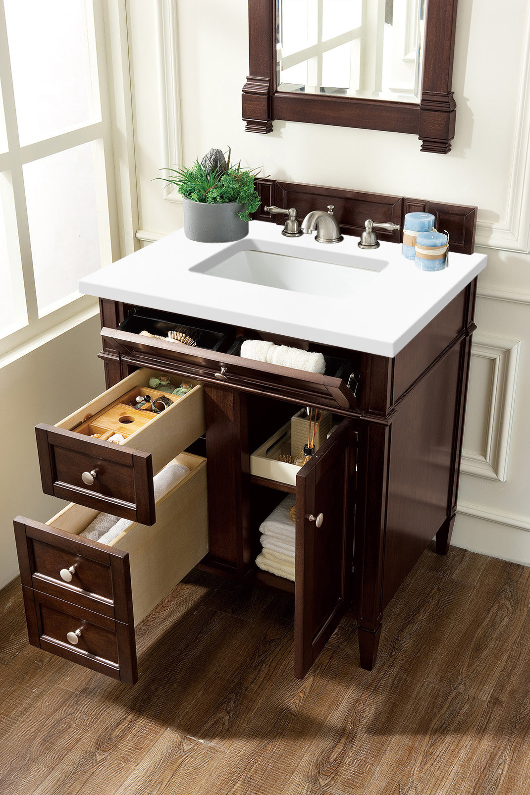 James Martin Brittany 30" Single Vanity in Burnished Mahogany with 3cm Countertop