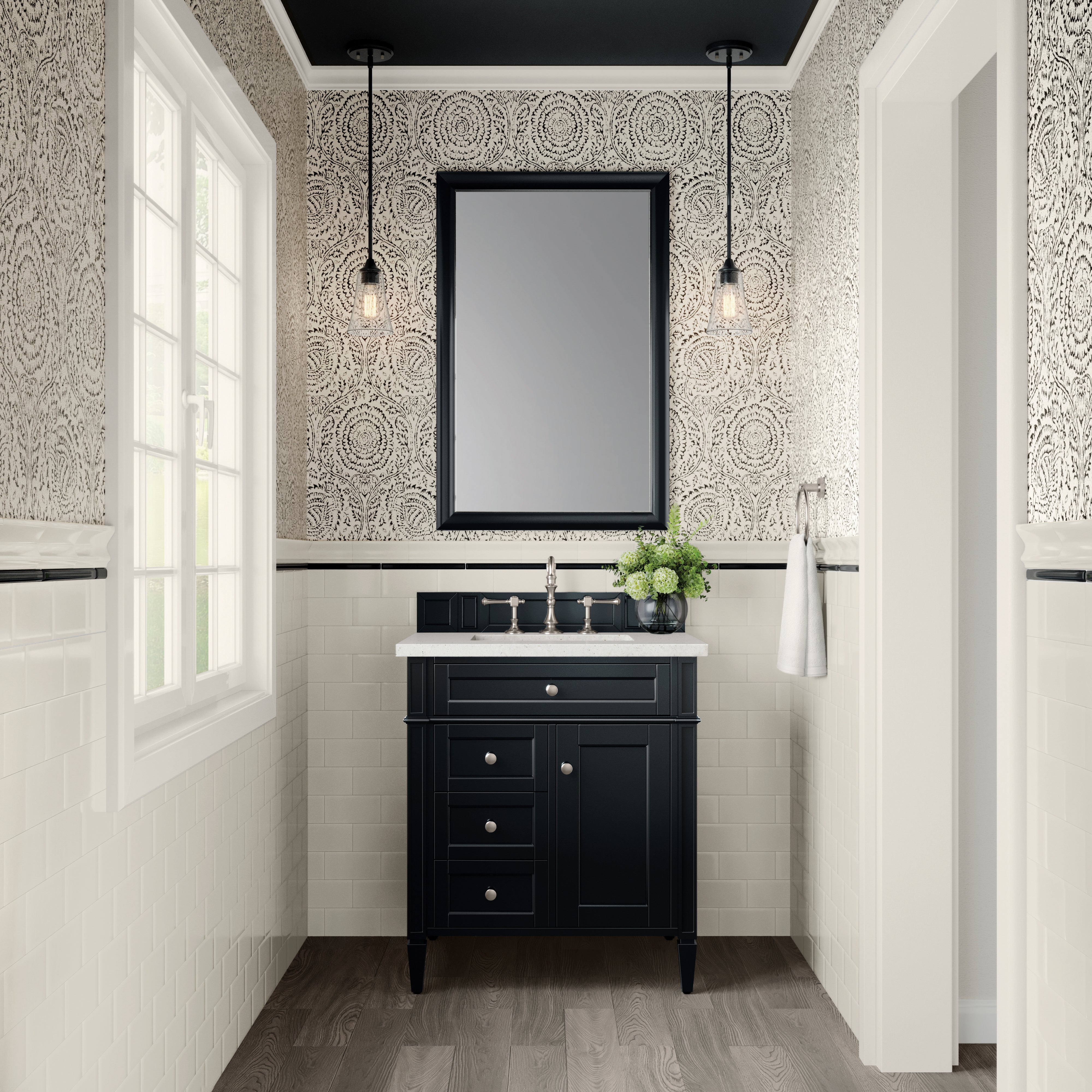 James Martin Brittany 30" Single Vanity in Black Onyx with 3cm Countertop