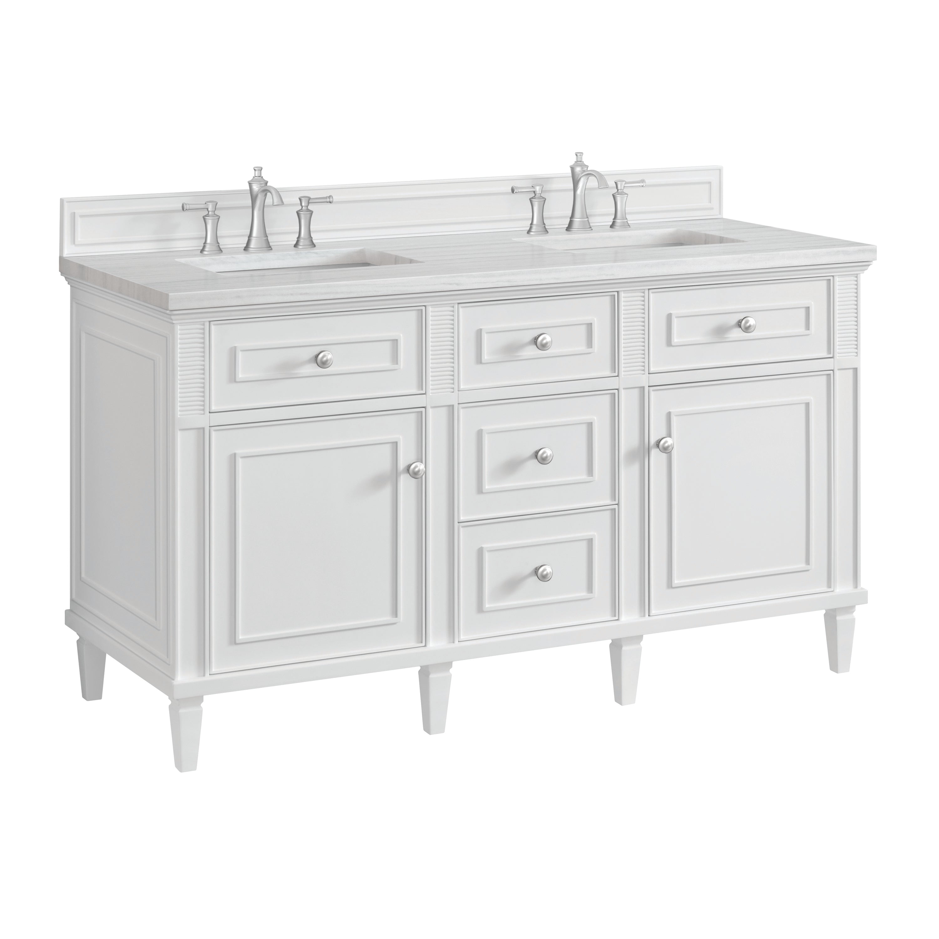 James Martin Lorelai 60" Double Vanity in Bright White with 3cm Countertop