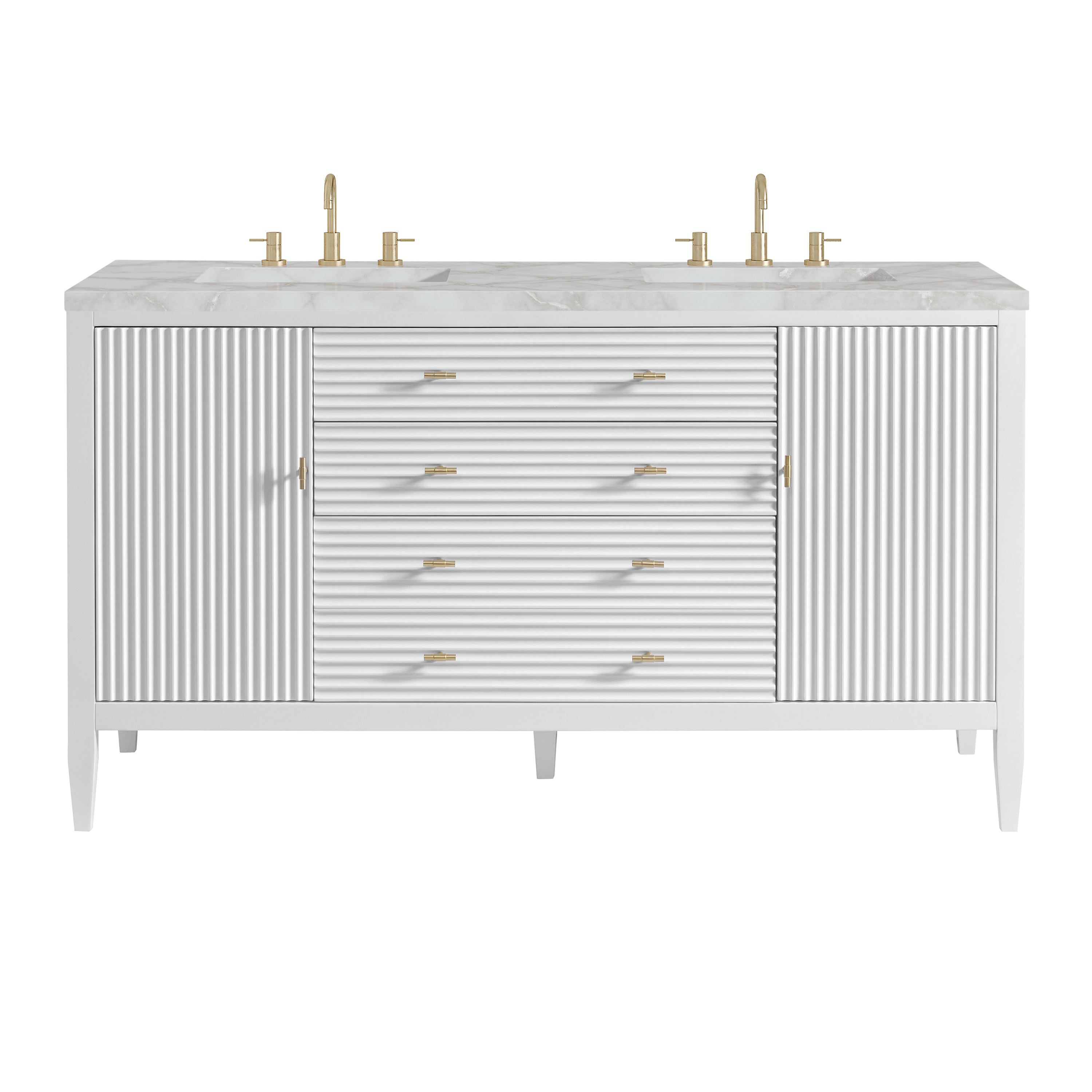 James Martin Myrrin 60" Double Vanity in Bright White with 3cm Countertop