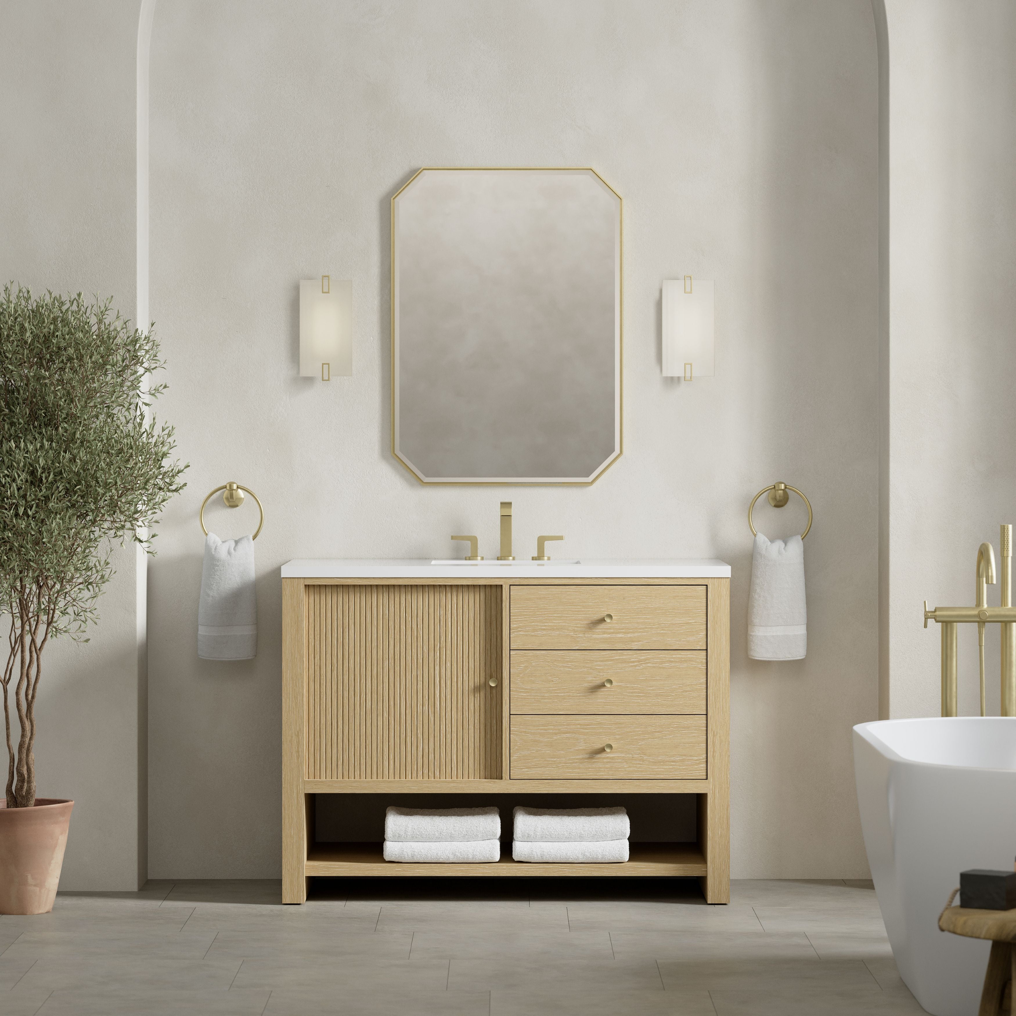 James Martin Marigot 48" Single Vanity in Sunwashed Oak with 3cm Countertop