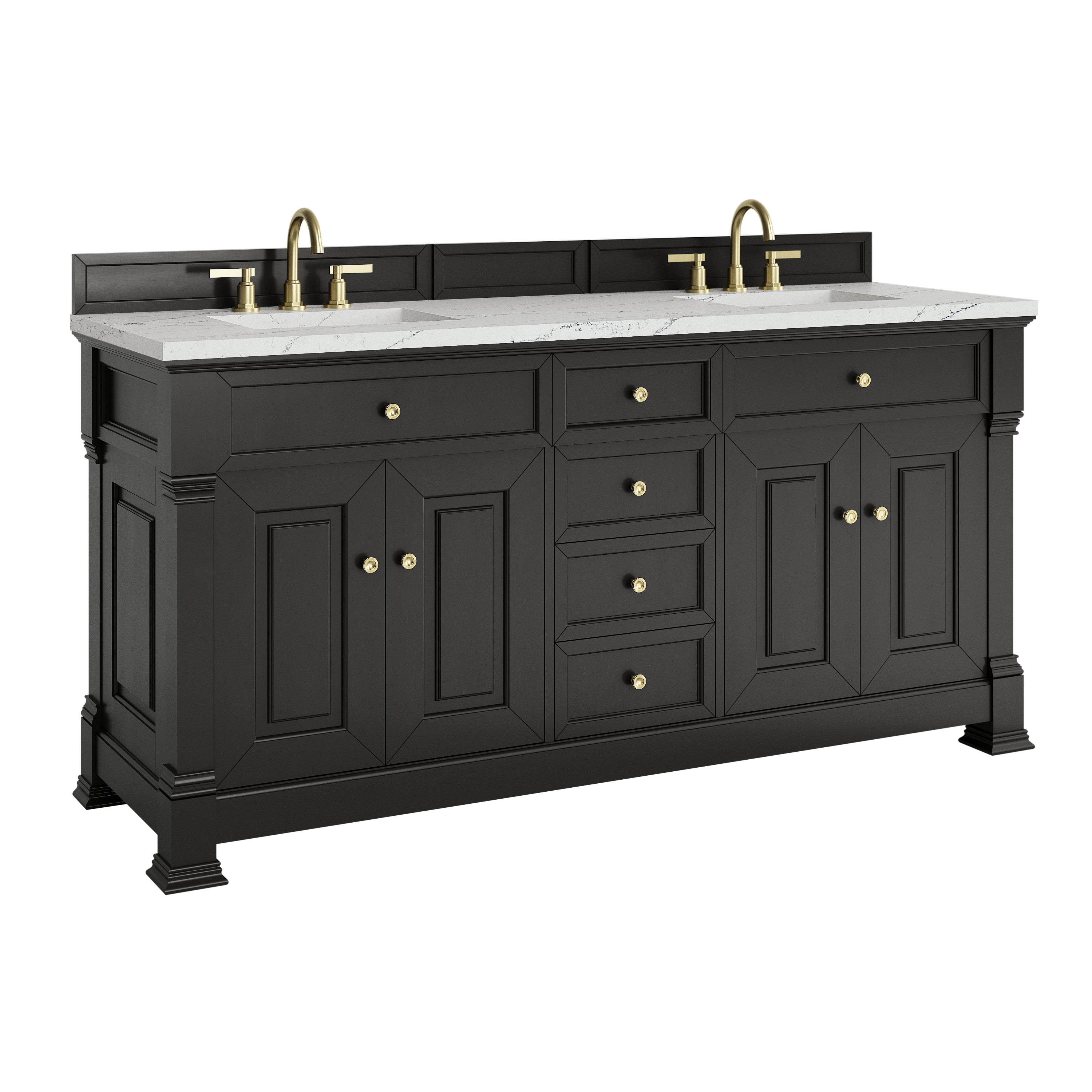 James Martin Brookfield 72" Double Vanity in Black Onyx with 3cm Countertop