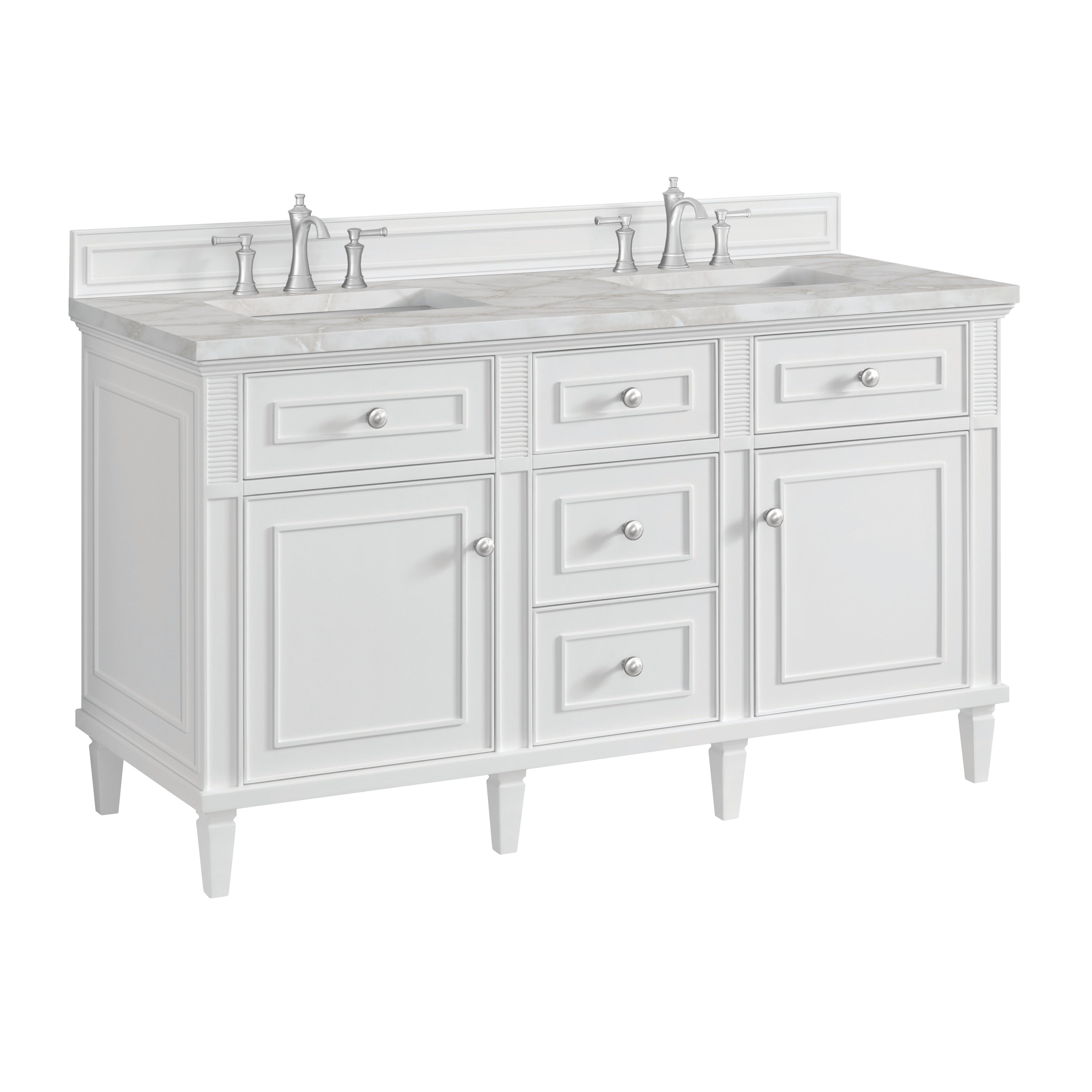James Martin Lorelai 60" Double Vanity in Bright White with 3cm Countertop