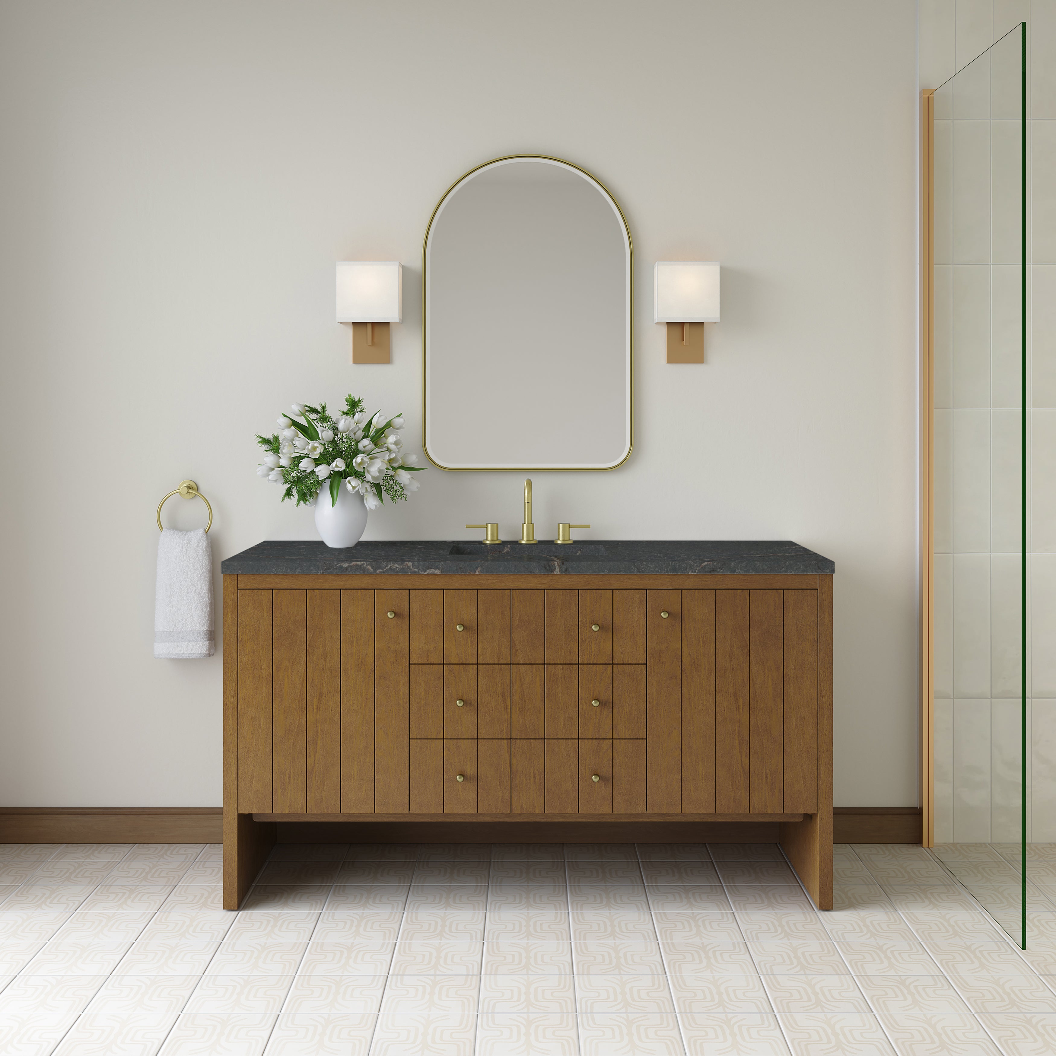 James Martin Hudson 60" Single Vanity in Honey Oak with 3cm Countertop and FreePower Wireless Charger