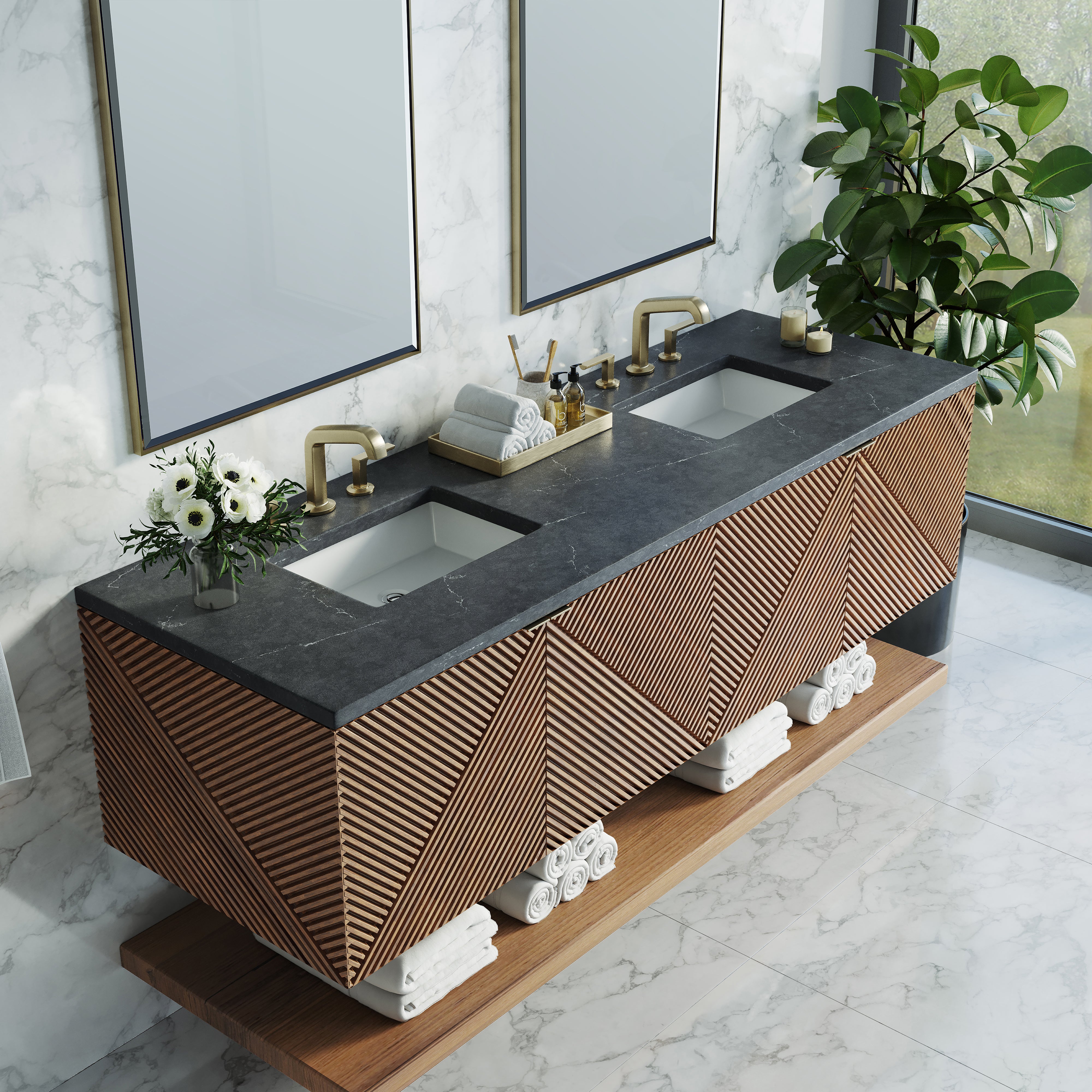 James Martin Marcello 72" Double Vanity in Chestnut with 3cm Countertop