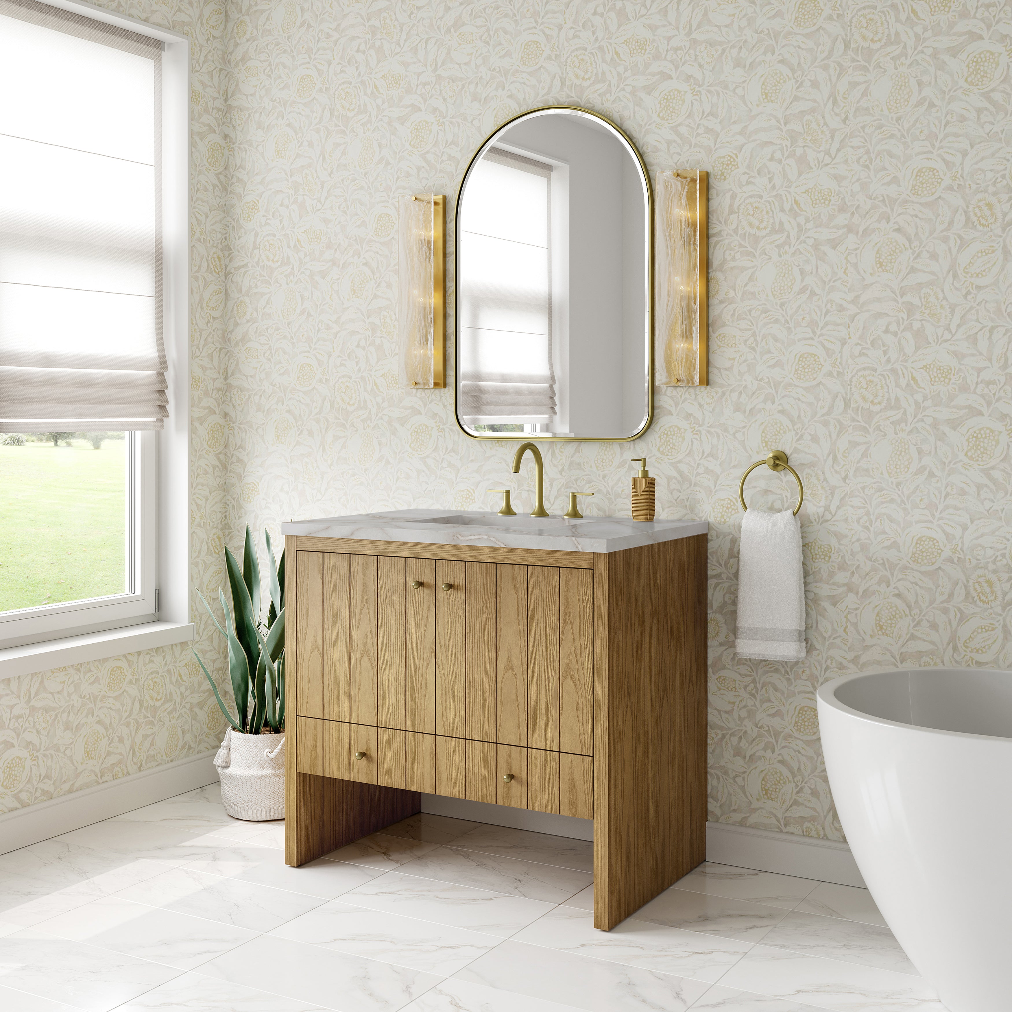 James Martin Hudson 36" Single Vanity in Light Natural Oak with 3cm Countertop