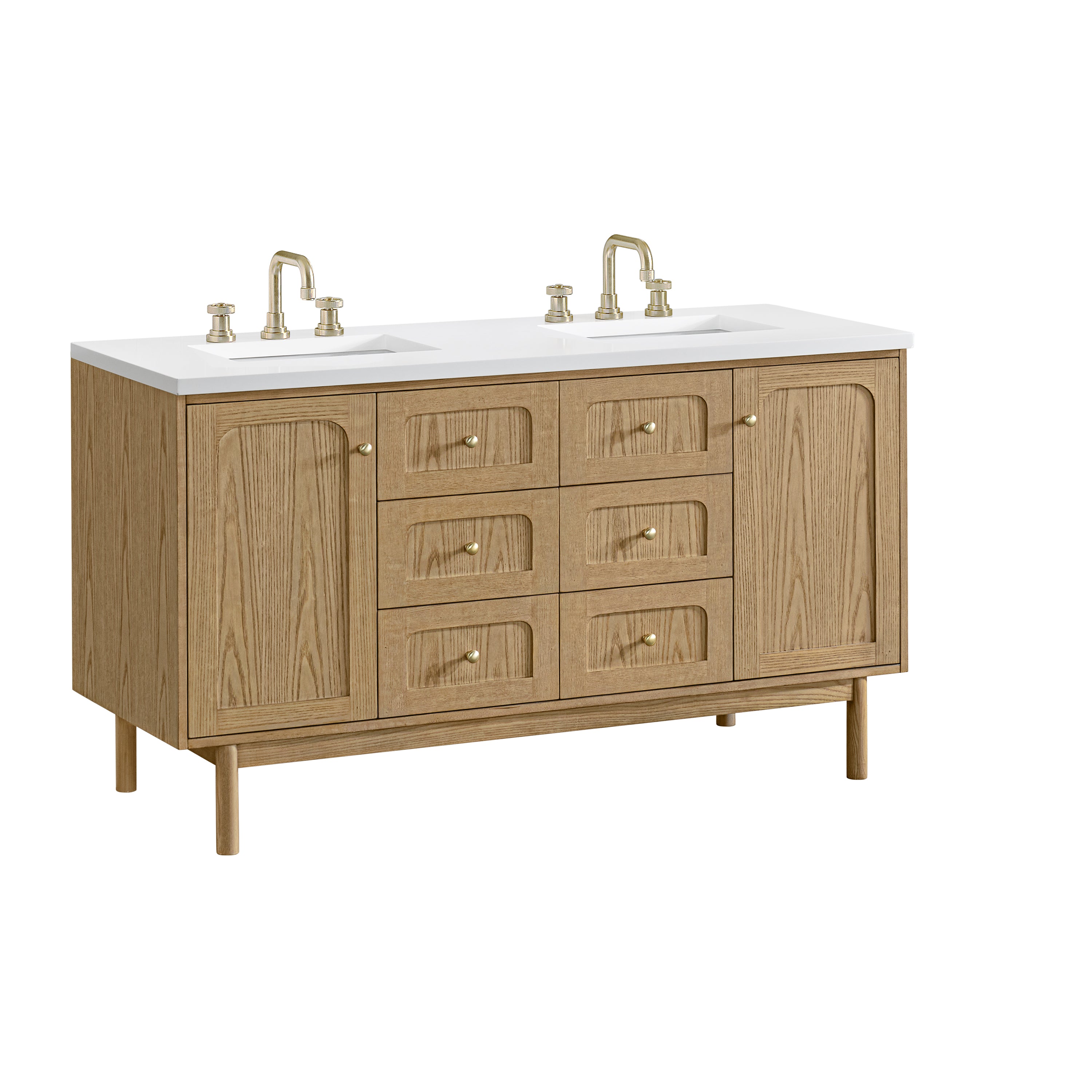 James Martin Laurent 60" Double Vanity in Light Natural Oak with 3cm Countertop