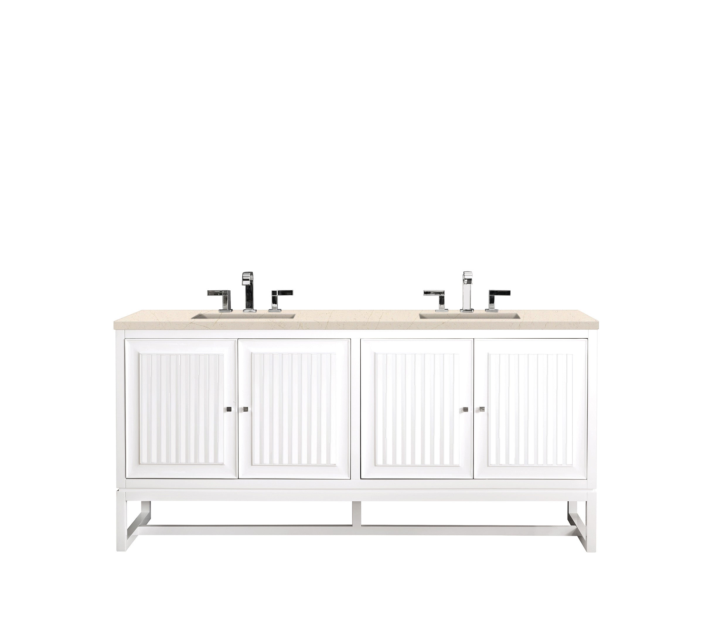 James Martin Athens 72" Double Vanity in Glossy White with 3cm Countertop