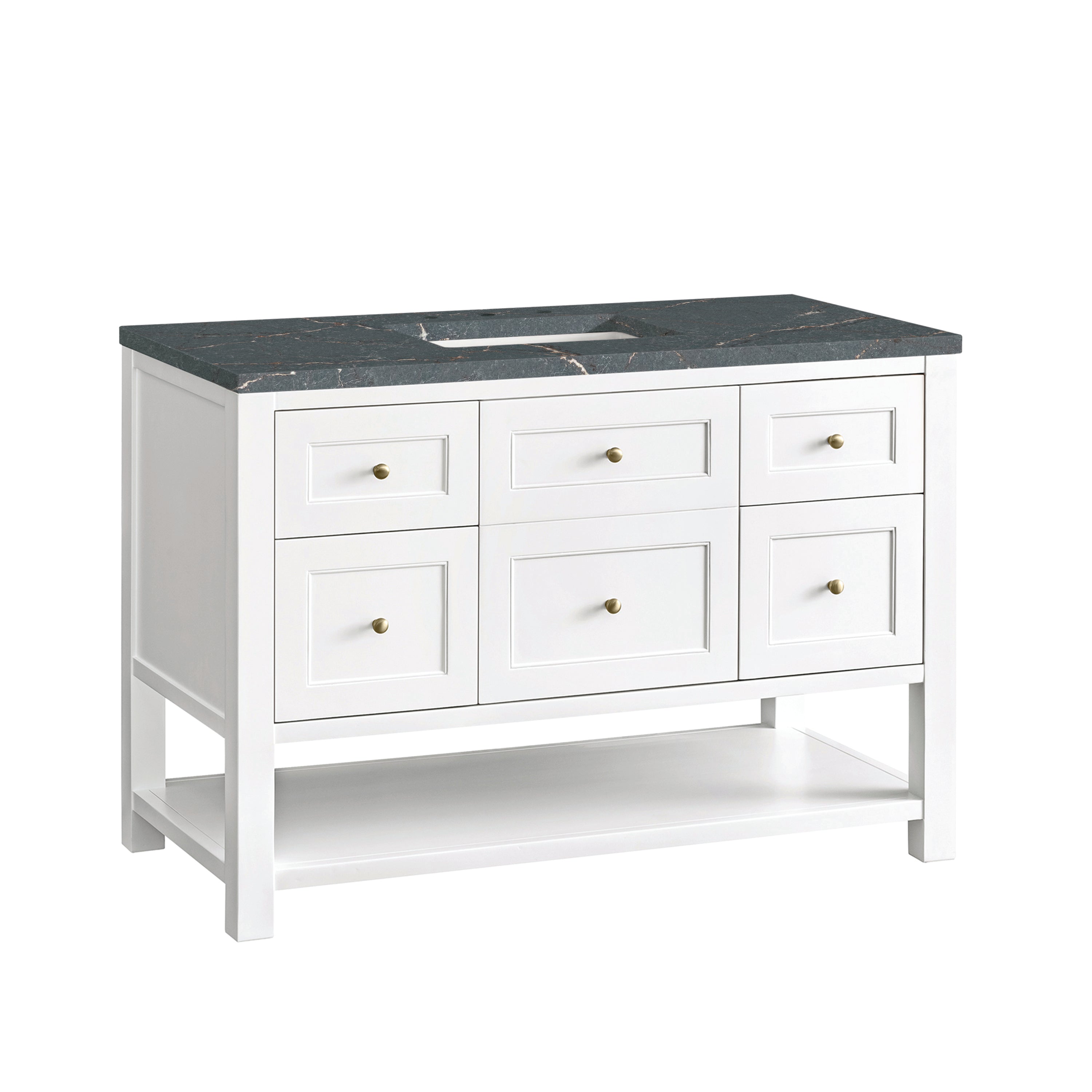 James Martin Breckenridge 48" Single Vanity in Bright White with 3cm Countertop and FreePower Wireless Charger