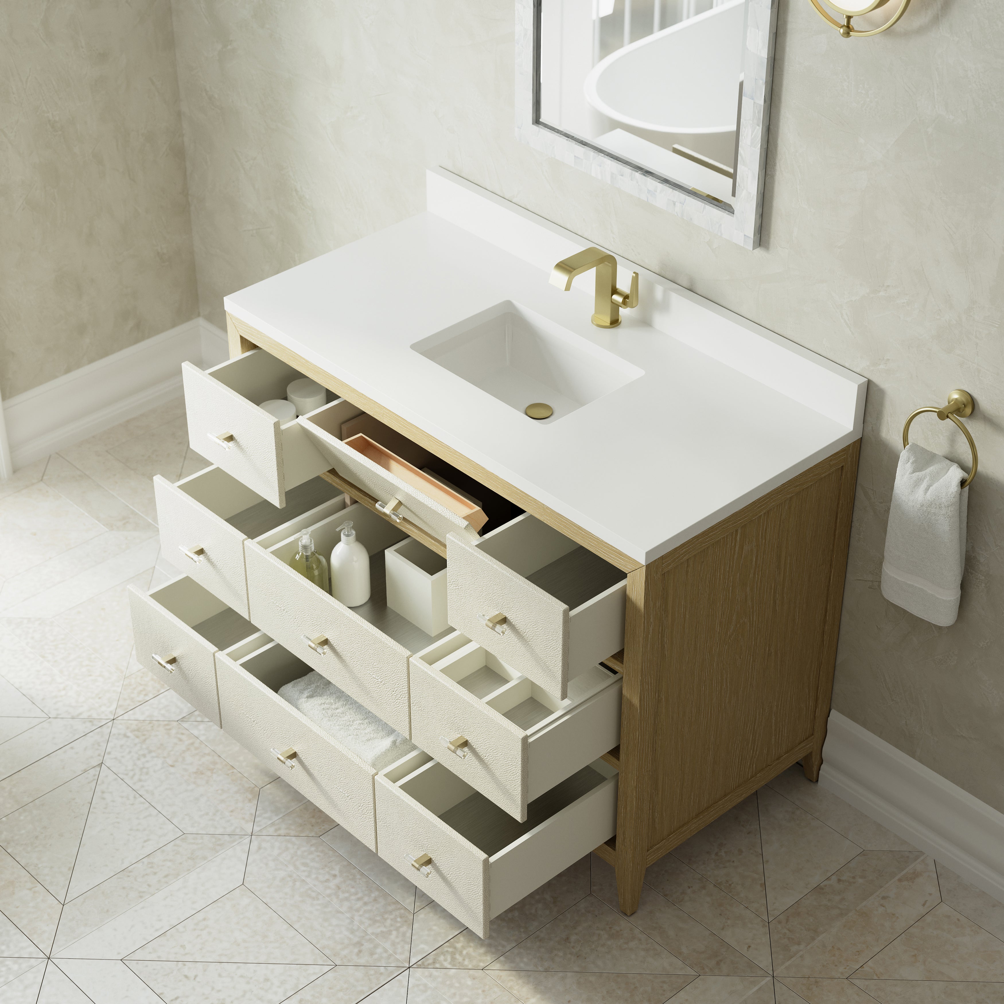 James Martin Celeste 48" Single Vanity in Sunwashed Oak with 3cm Countertop