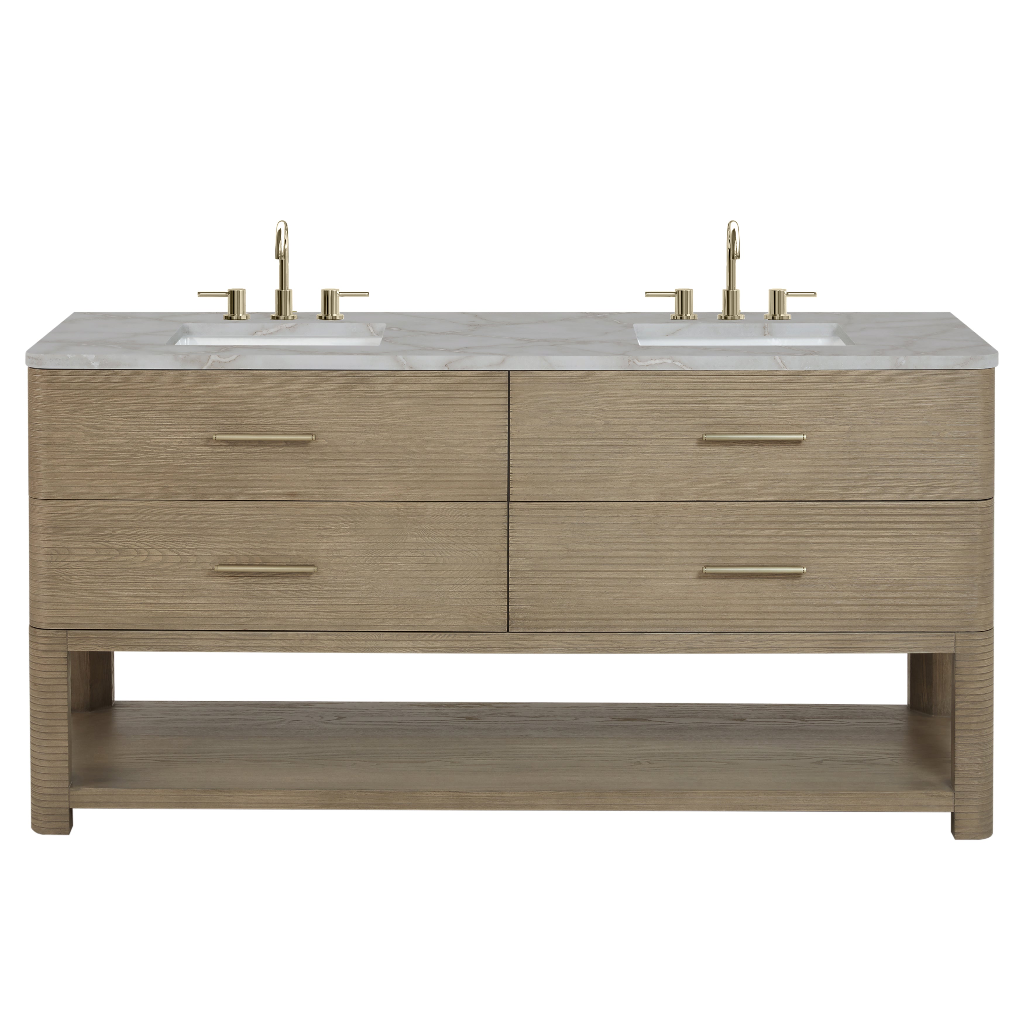 James Martin Lucian 72" Double Vanity in Pebble Oak with 3cm Countertop