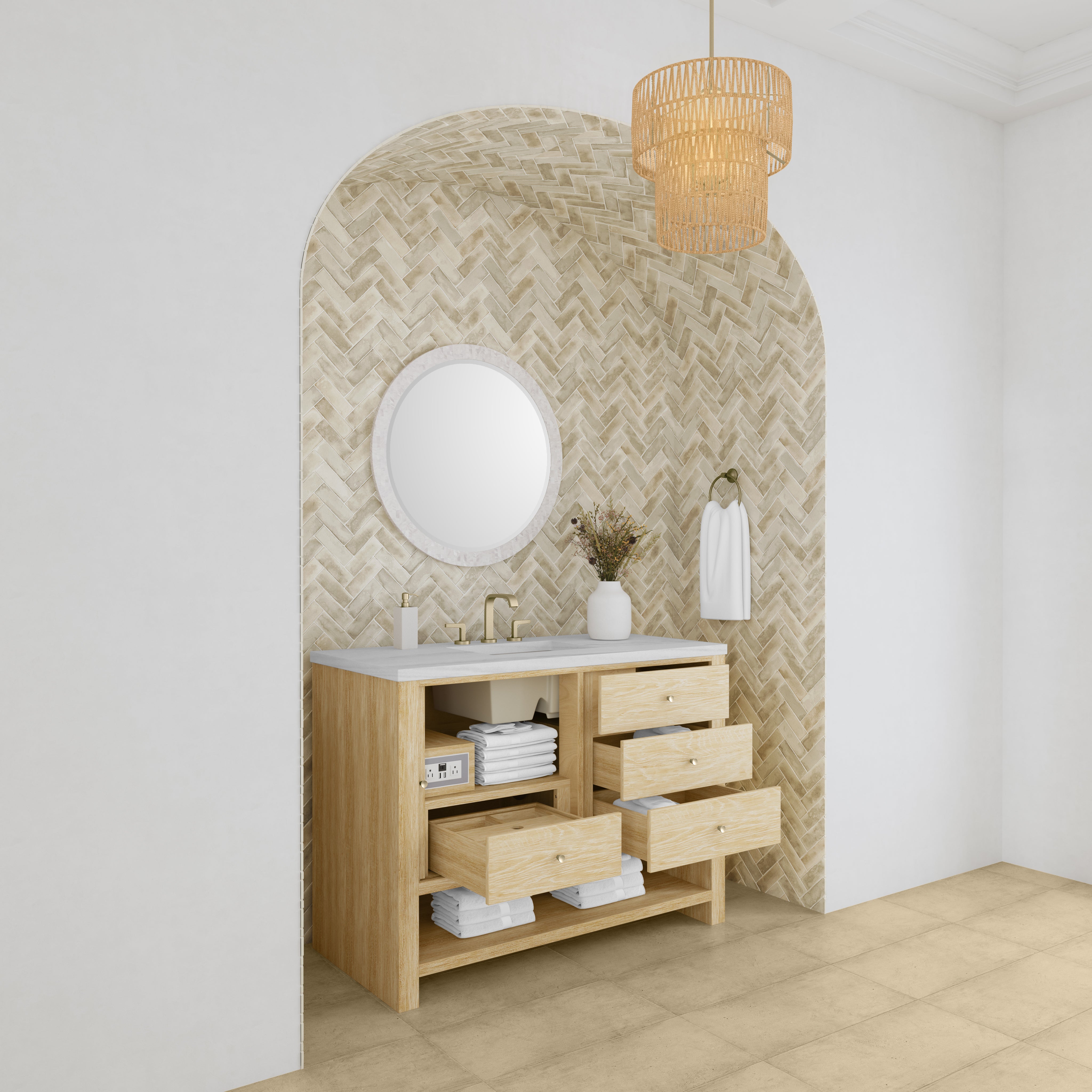 James Martin Marigot 48" Single Vanity in Sunwashed Oak with 3cm Countertop