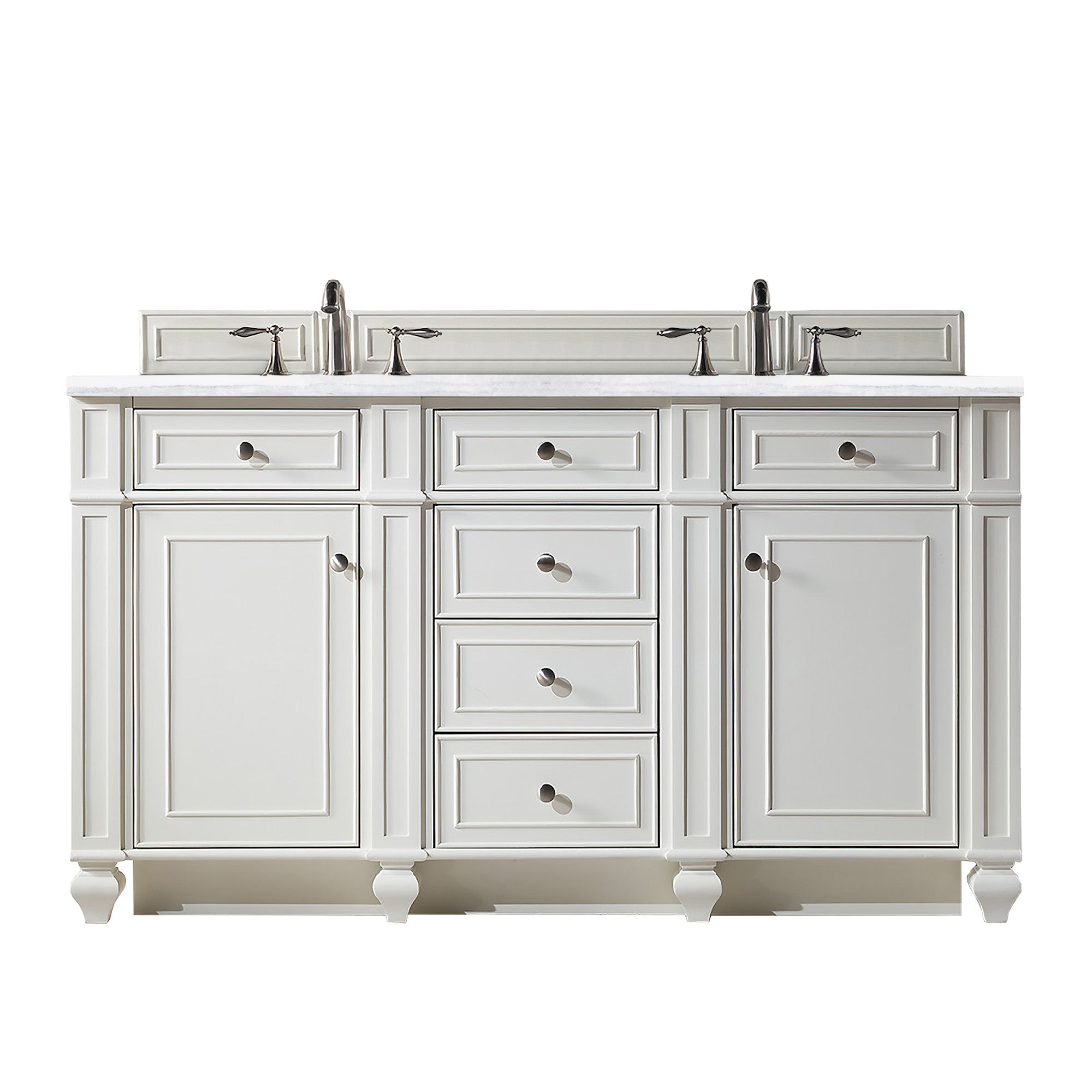 James Martin Bristol 60" Double Vanity in Bright White with 3cm Countertop