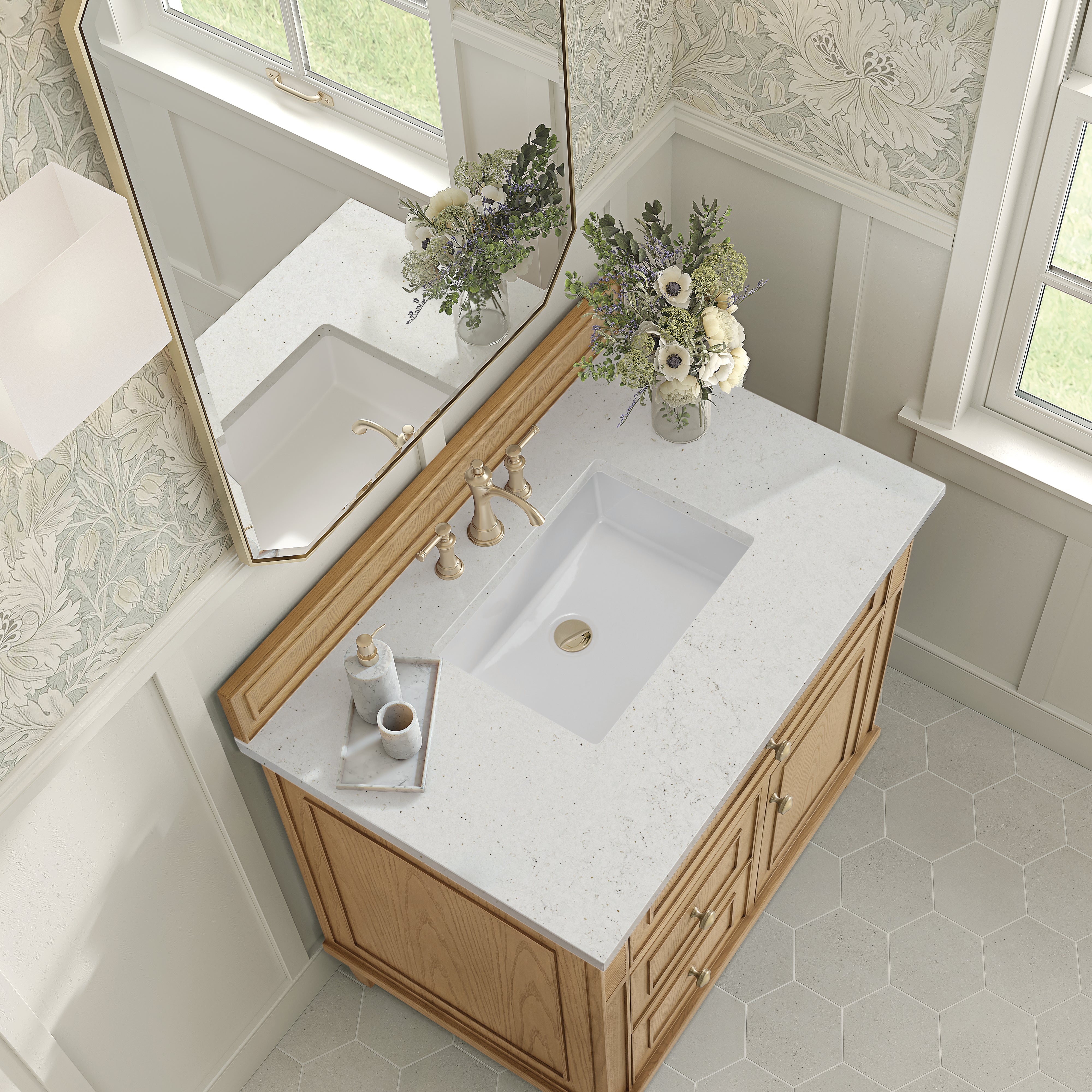 James Martin Lorelai 36" Single Vanity in Light Natural Oak with 3cm Countertop