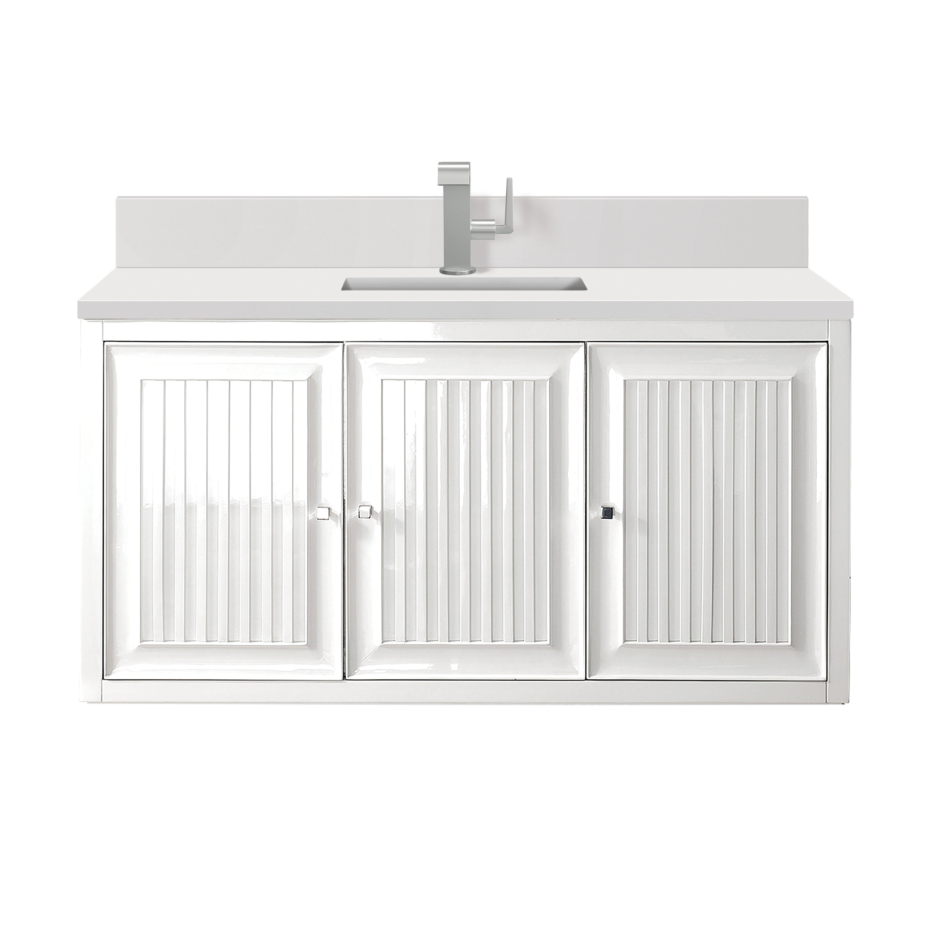 James Martin Athens 48" Single Vanity in Glossy White with 3cm Countertop